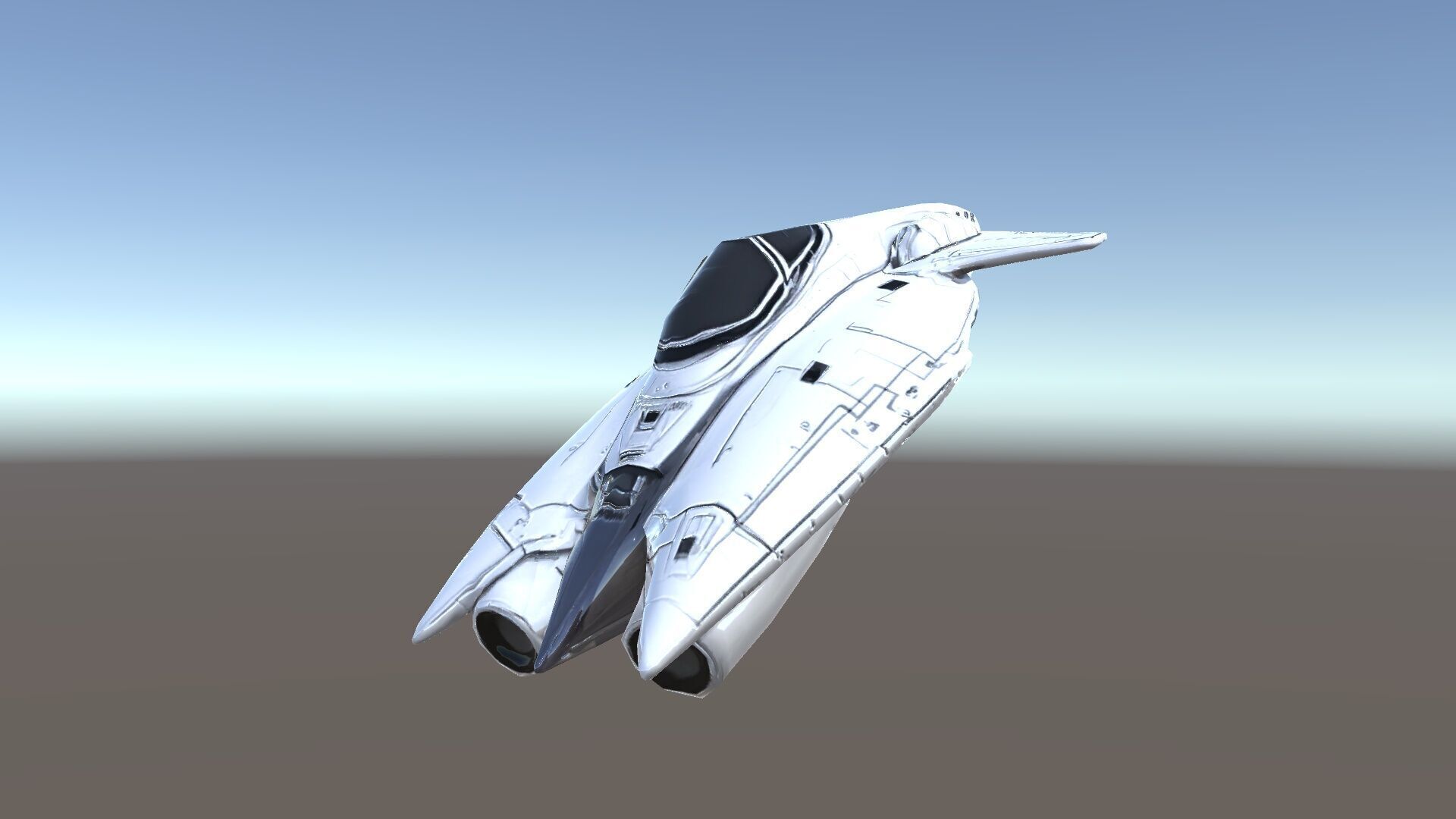 Futuristic Silver Spaceship Model Pack Low-poly 3D model_10
