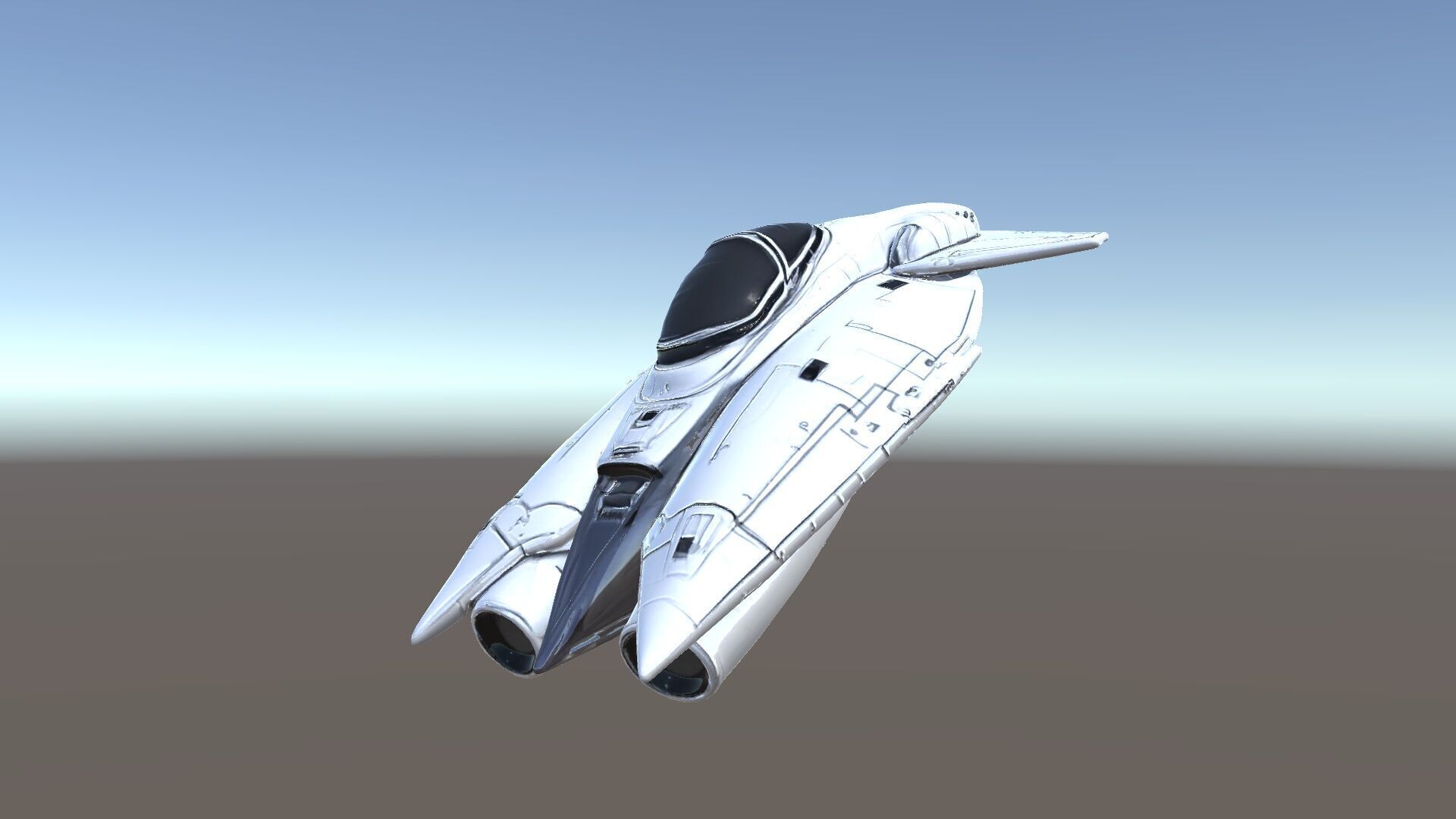 Futuristic Silver Spaceship Model Pack Low-poly 3D model_27