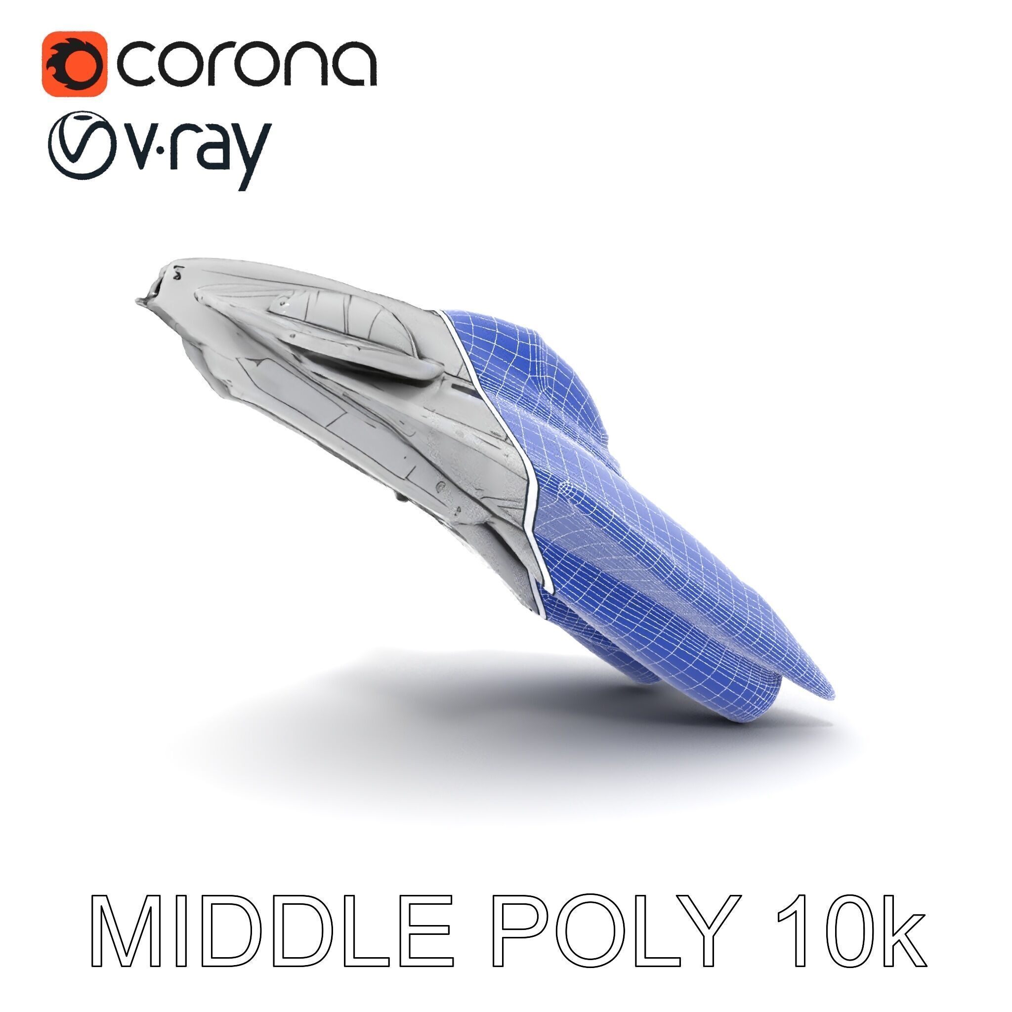 Futuristic Silver Spaceship Model Pack Low-poly 3D model_30