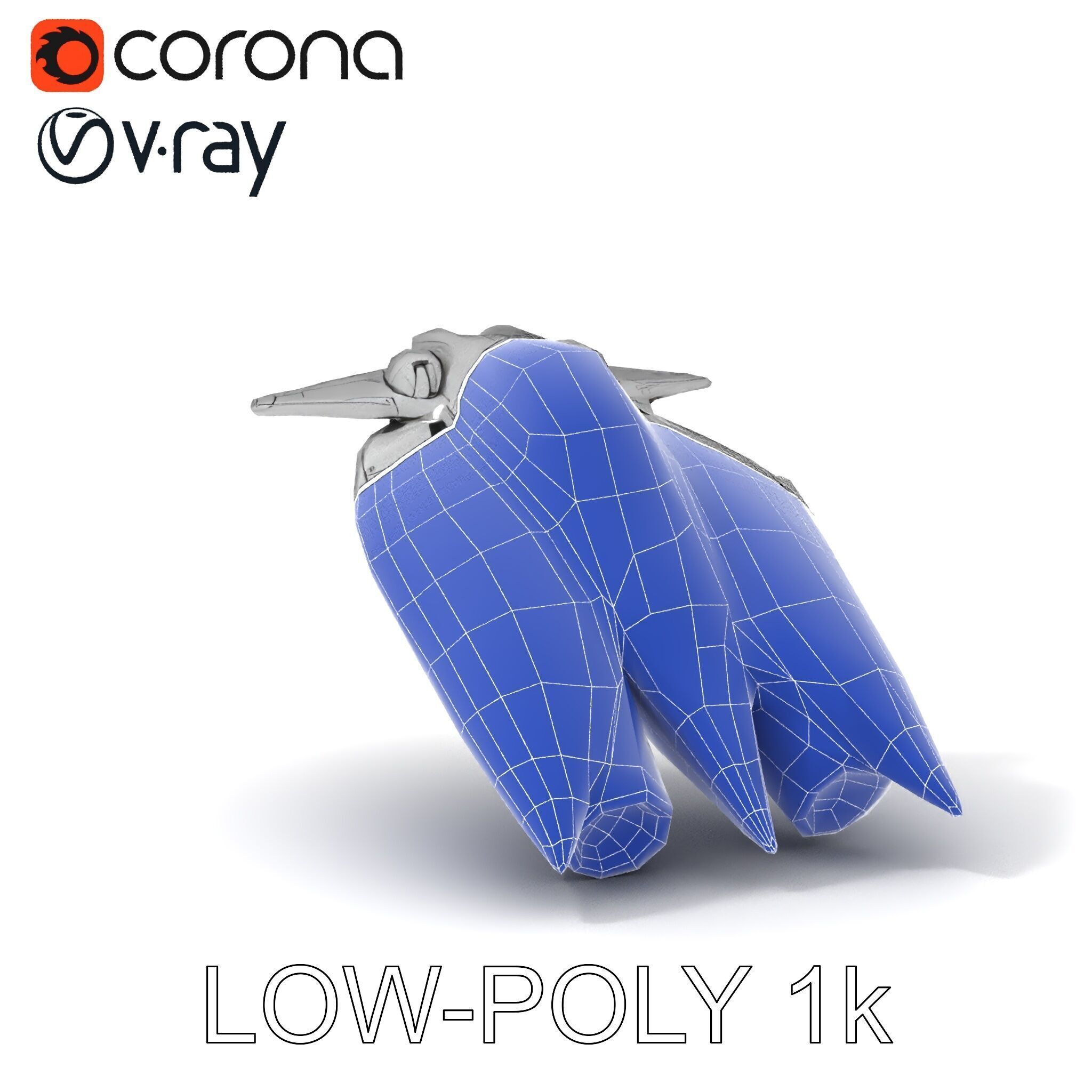 Futuristic Silver Spaceship Model Pack Low-poly 3D model_31