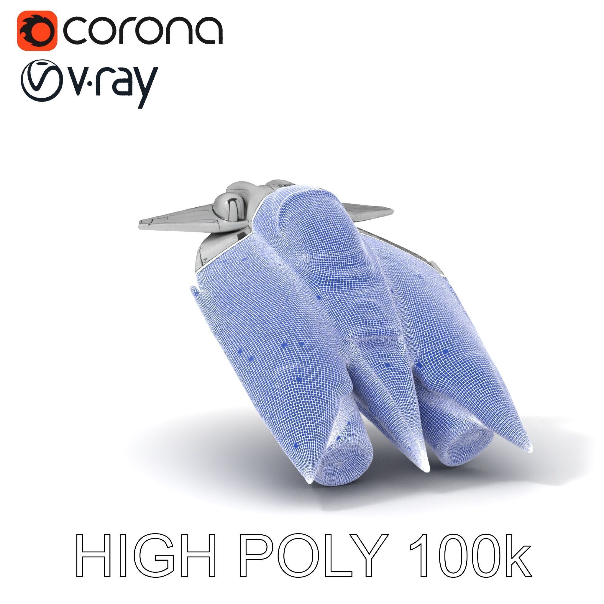 Futuristic Silver Spaceship Model Pack Low-poly 3D model_14