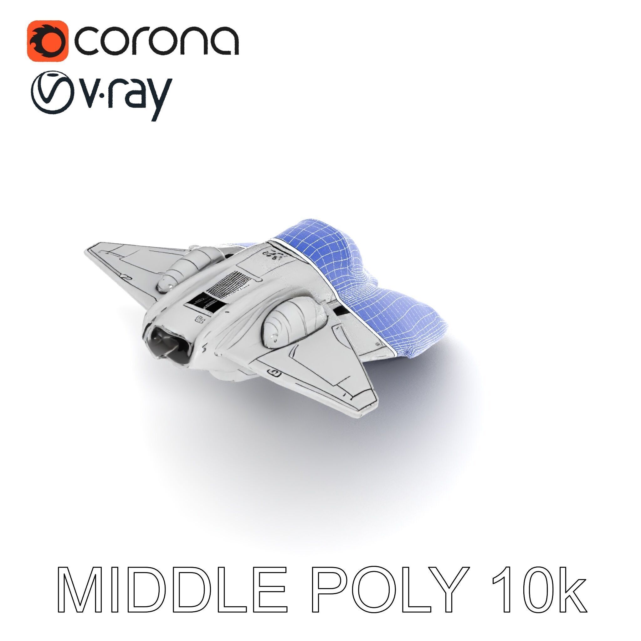 Futuristic Silver Spaceship Model Pack Low-poly 3D model_17