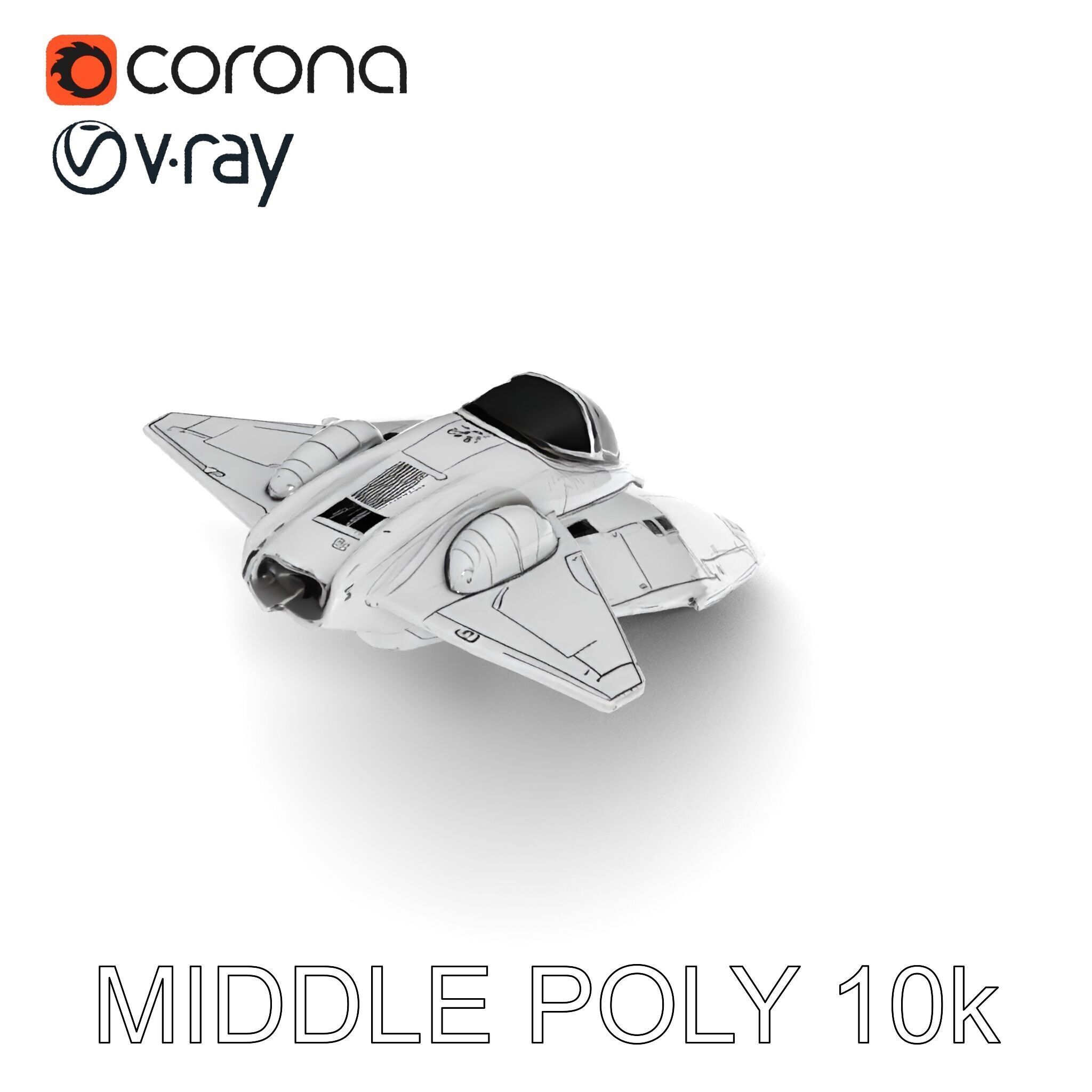 Futuristic Silver Spaceship Model Pack Low-poly 3D model_15