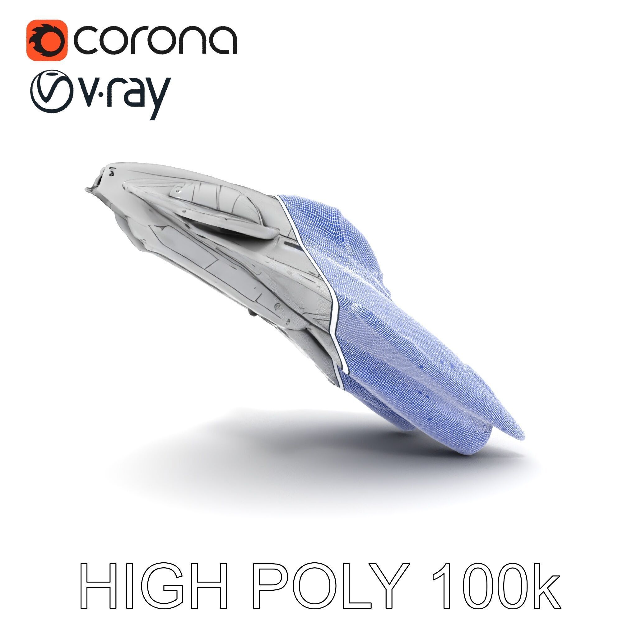 Futuristic Silver Spaceship Model Pack Low-poly 3D model_35