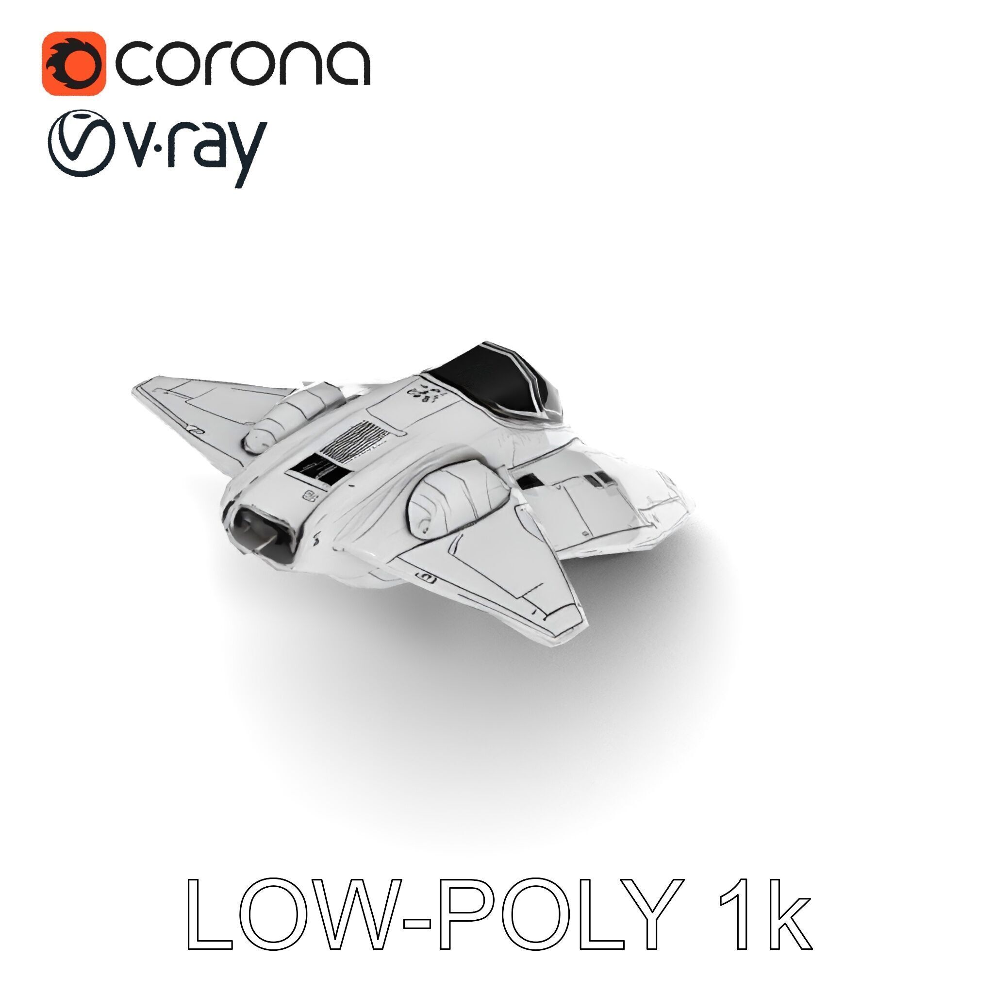 Futuristic Silver Spaceship Model Pack Low-poly 3D model_34
