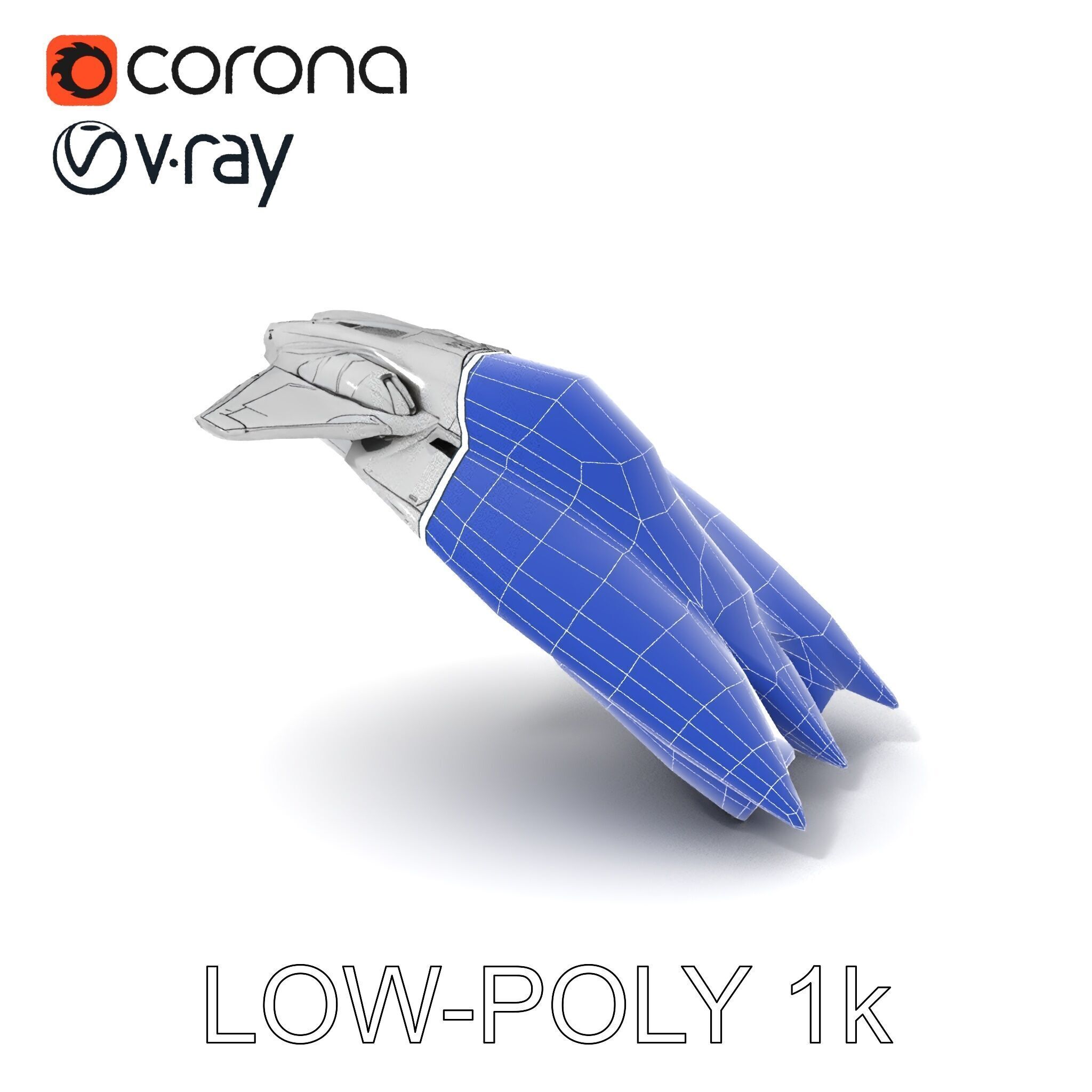 Futuristic Silver Spaceship Model Pack Low-poly 3D model_28