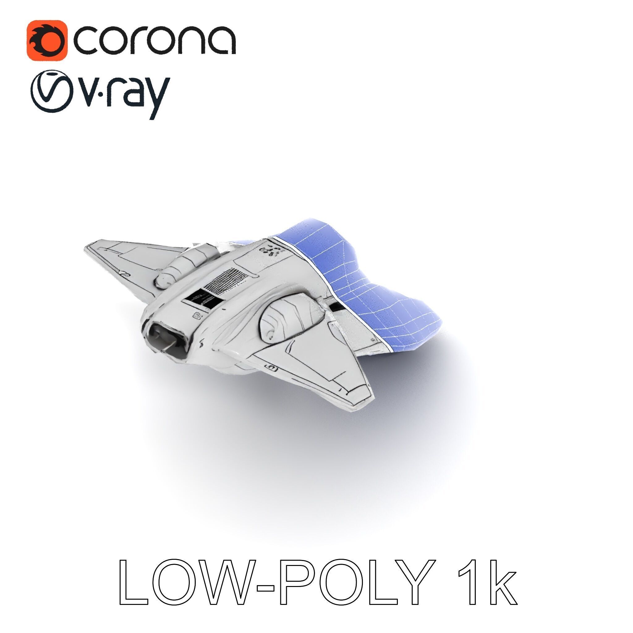 Futuristic Silver Spaceship Model Pack Low-poly 3D model_21