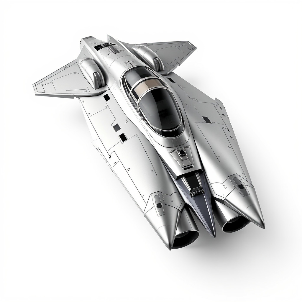 Futuristic Silver Spaceship Model Pack Low-poly 3D model_4