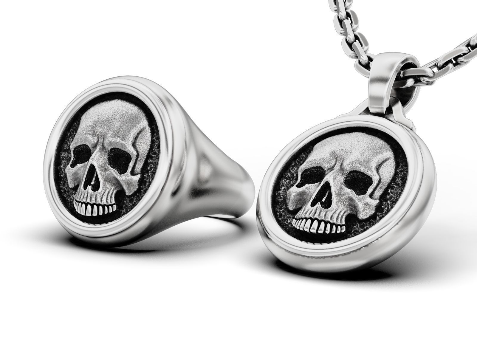 Skull Signet Ring and Pendant 3D Model Collection_2