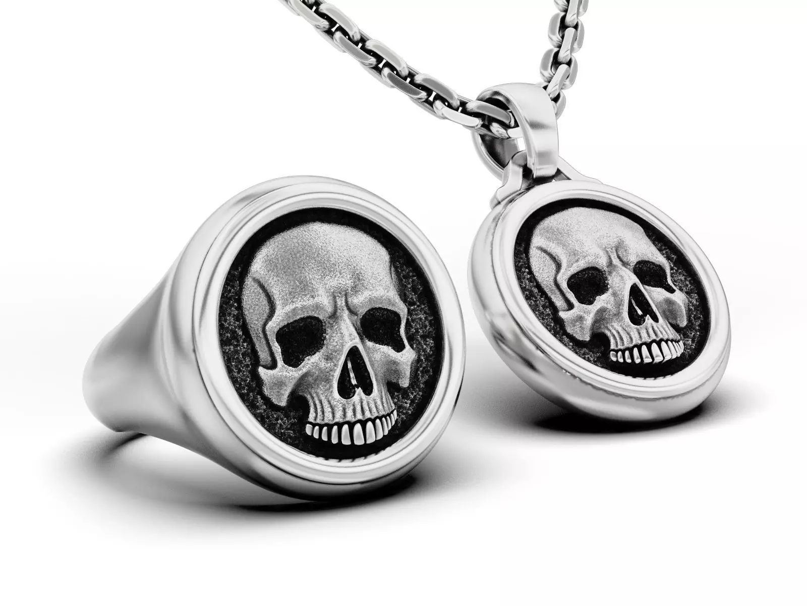 Skull Signet Ring and Pendant 3D Model Collection_0