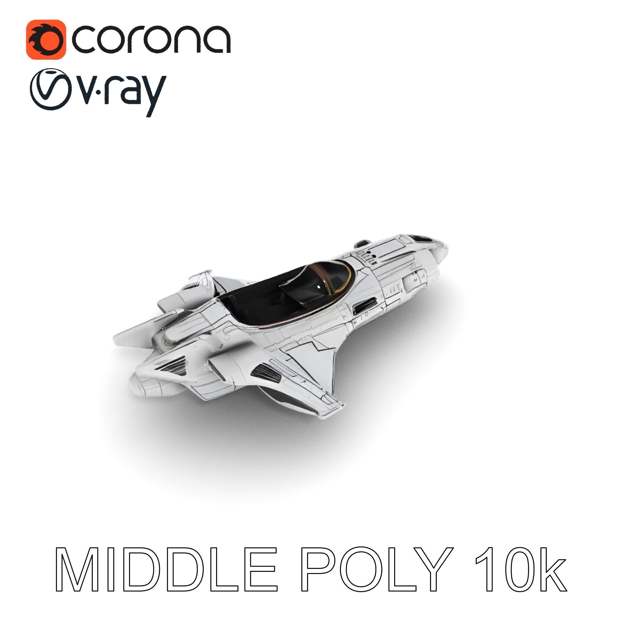 Futuristic Spaceship Model Pack Low-poly 3D model_6