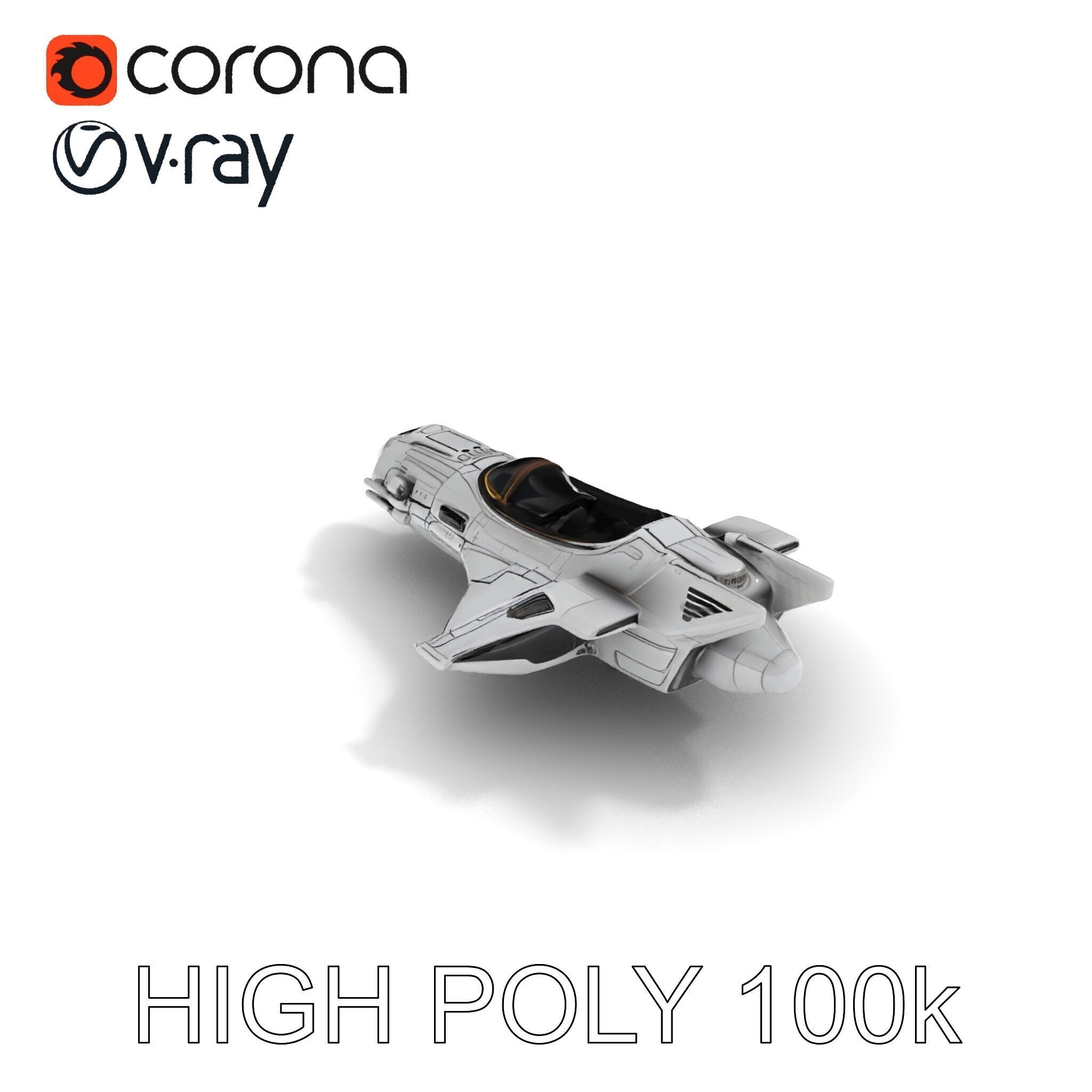 Futuristic Spaceship Model Pack Low-poly 3D model_21
