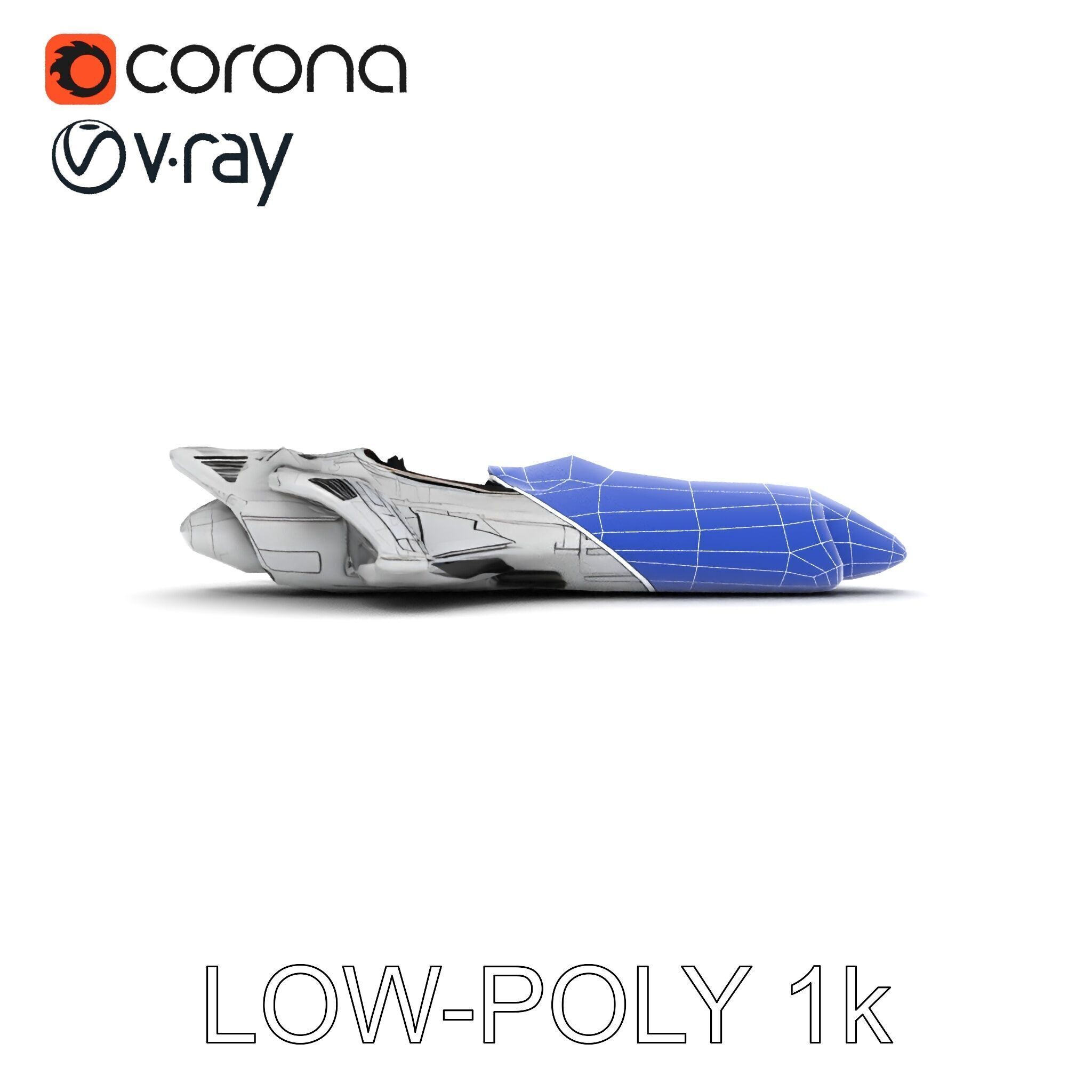 Futuristic Spaceship Model Pack Low-poly 3D model_26