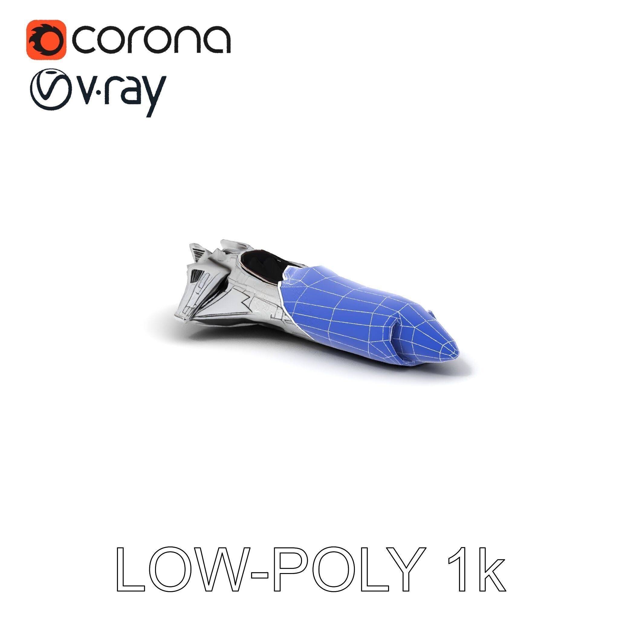 Futuristic Spaceship Model Pack Low-poly 3D model_10