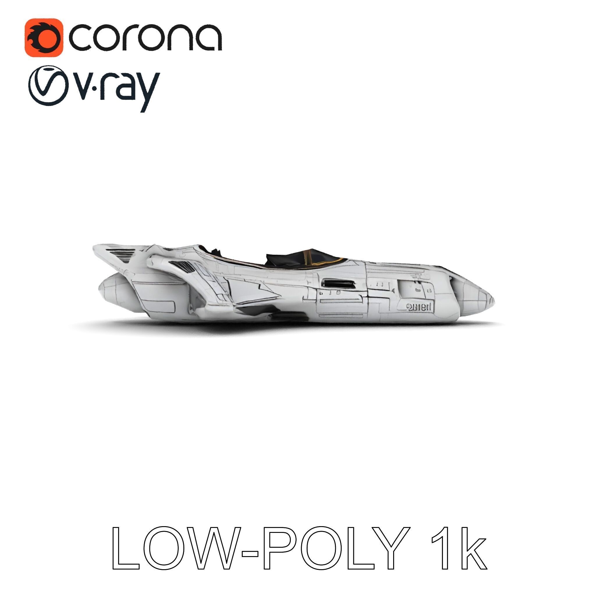 Futuristic Spaceship Model Pack Low-poly 3D model_15