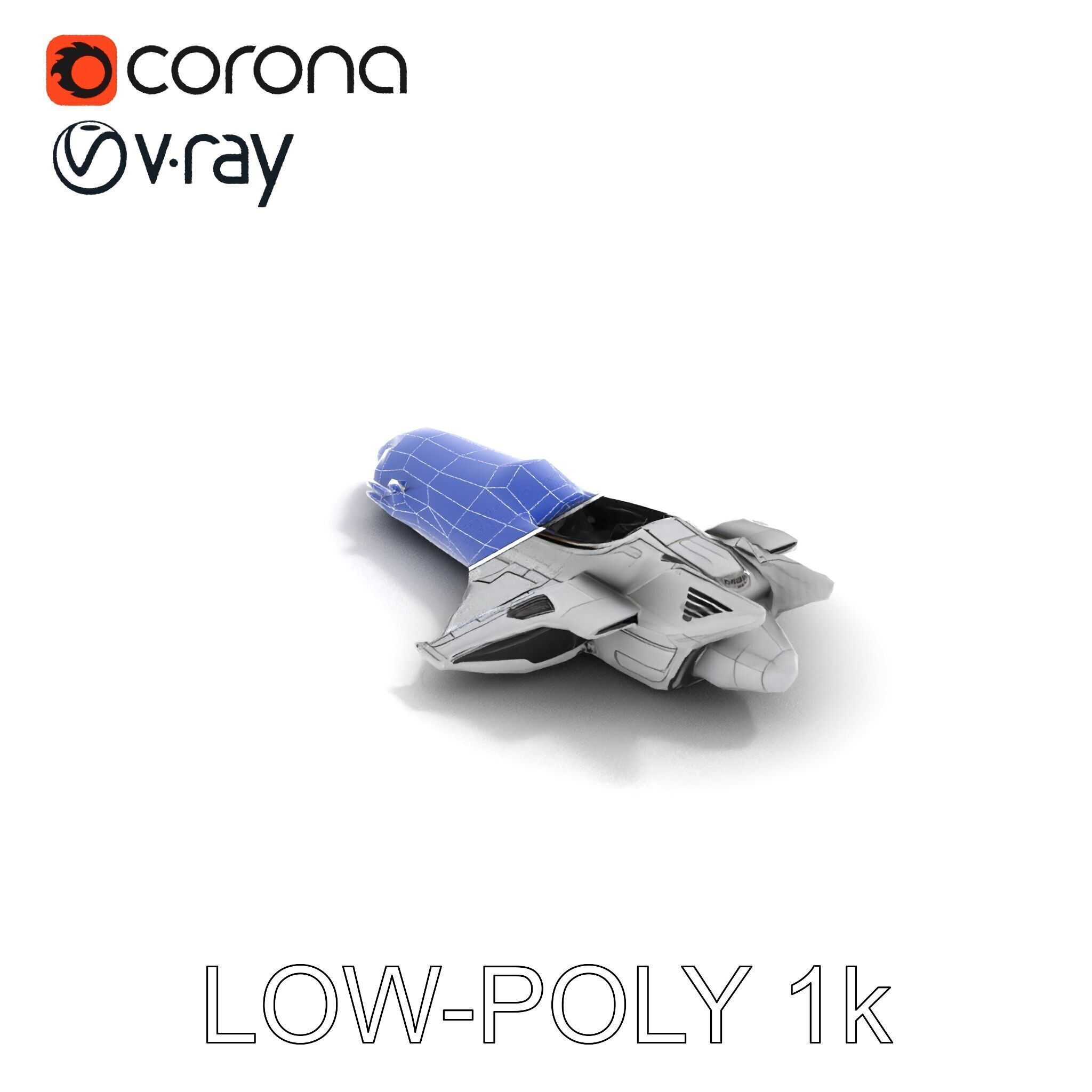 Futuristic Spaceship Model Pack Low-poly 3D model_7