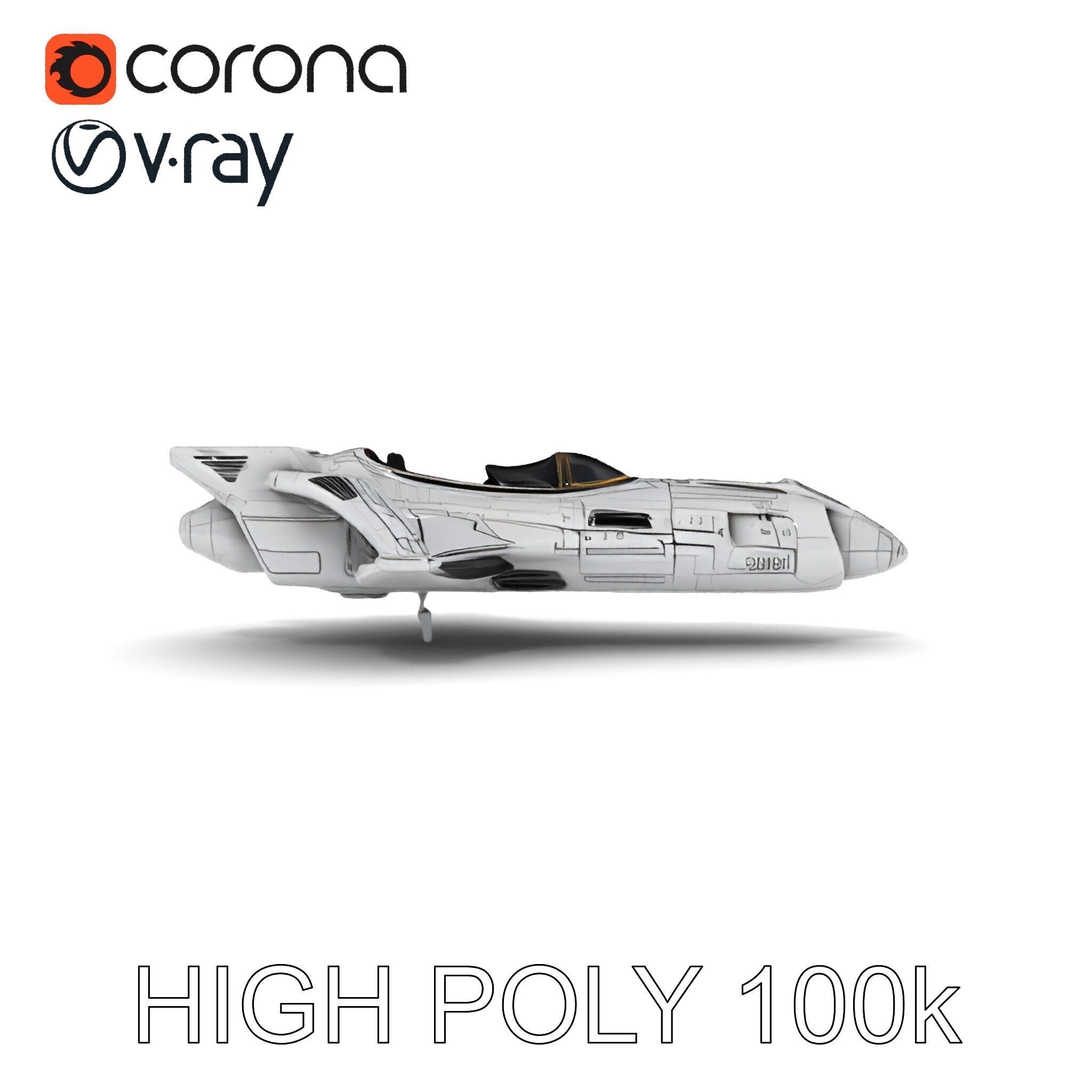 Futuristic Spaceship Model Pack Low-poly 3D model_11