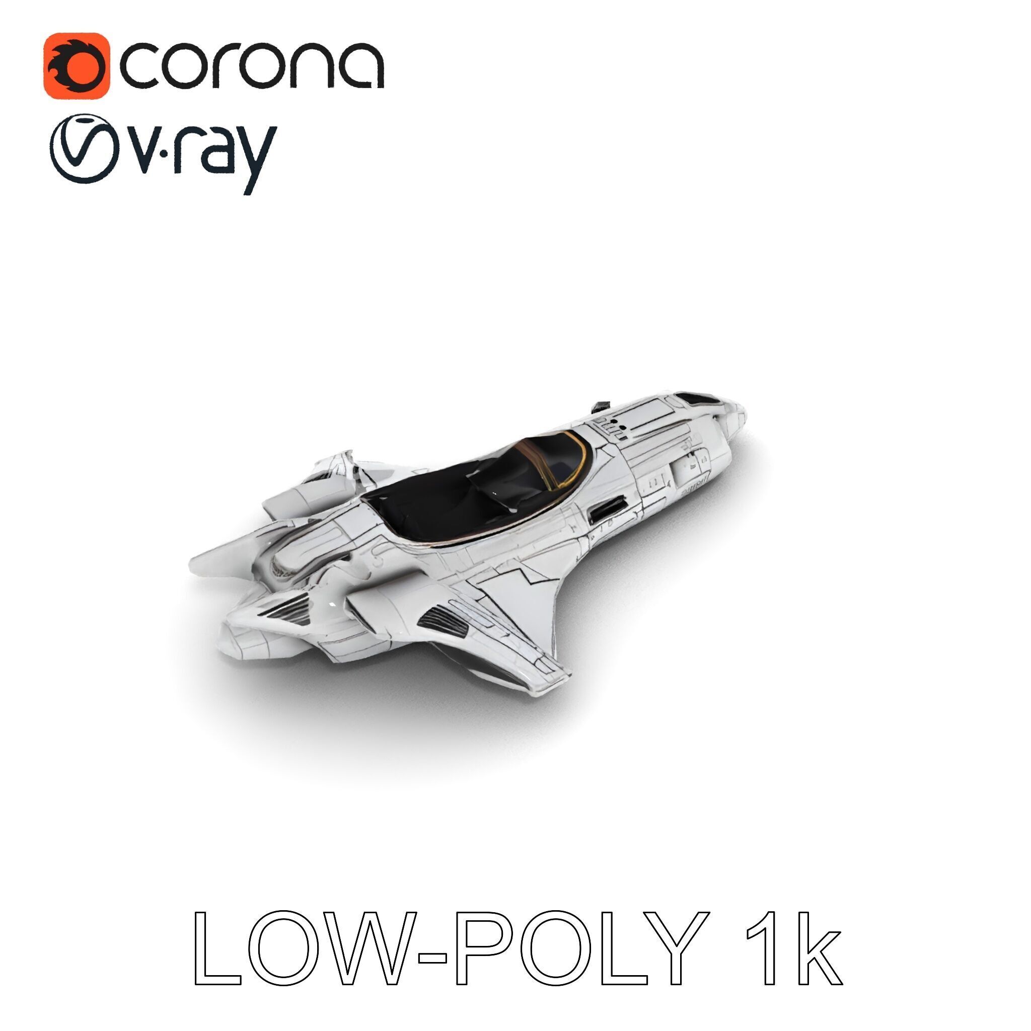Futuristic Spaceship Model Pack Low-poly 3D model_20