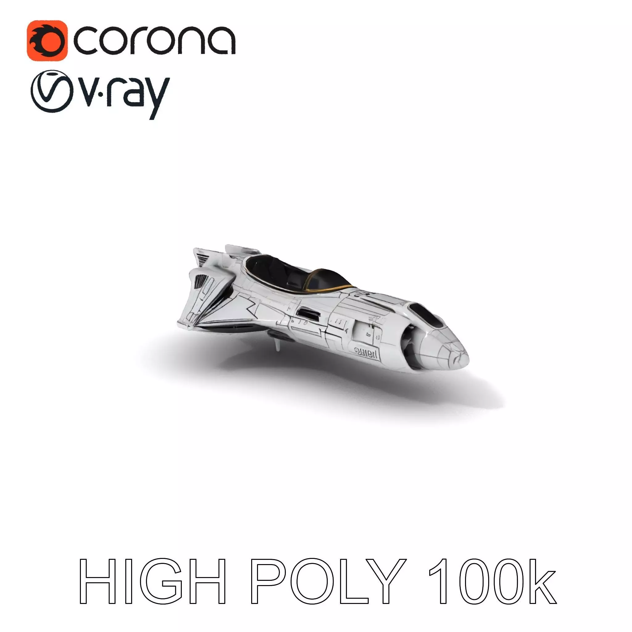 Futuristic Spaceship Model Pack Low-poly 3D model_0