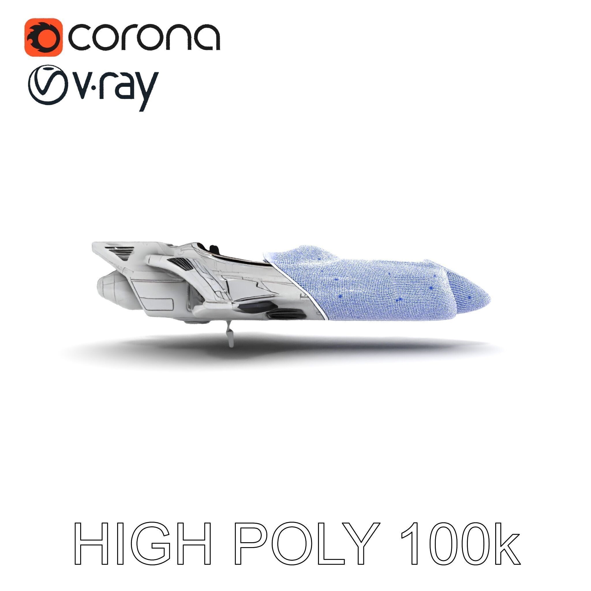 Futuristic Spaceship Model Pack Low-poly 3D model_24