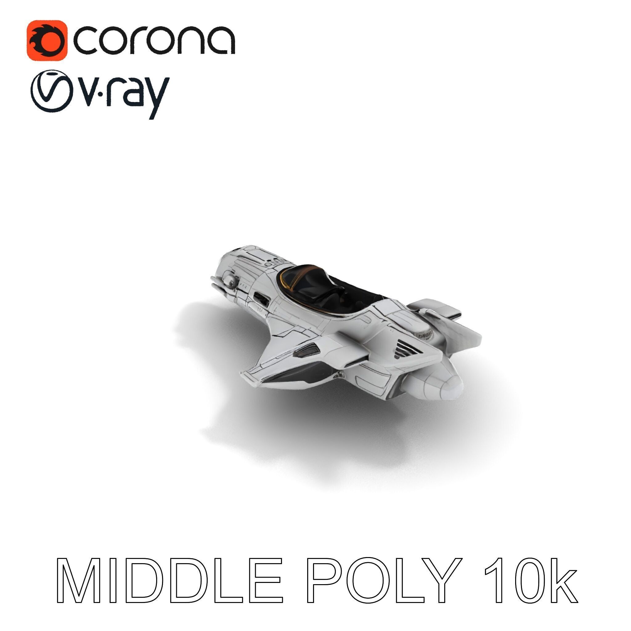 Futuristic Spaceship Model Pack Low-poly 3D model_22