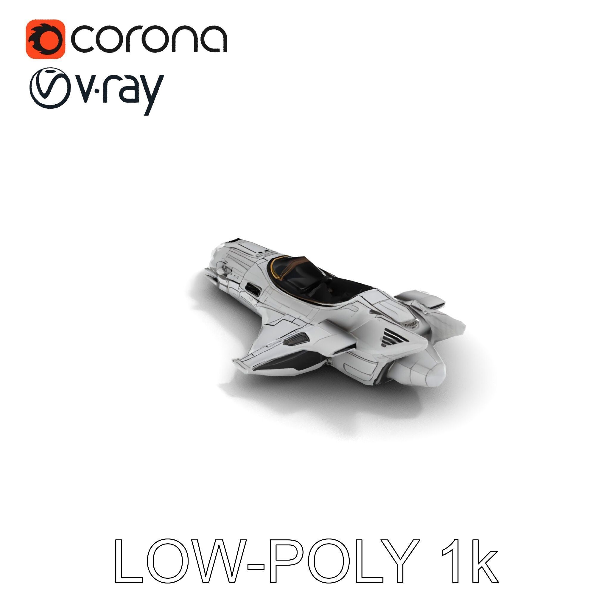 Futuristic Spaceship Model Pack Low-poly 3D model_17