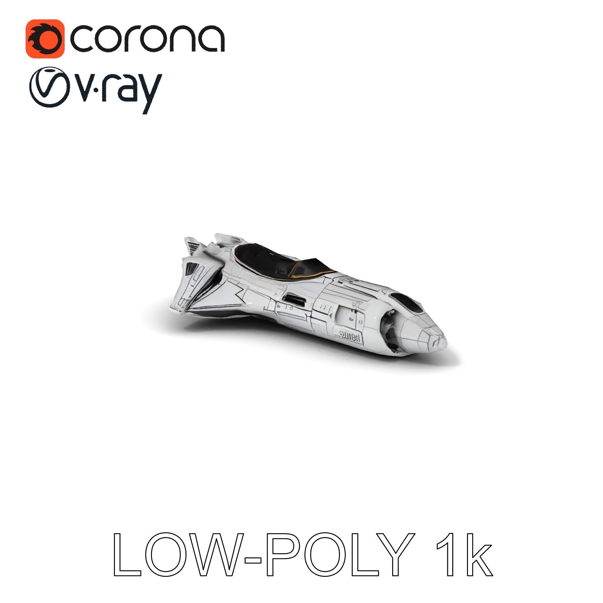 Futuristic Spaceship Model Pack Low-poly 3D model_23