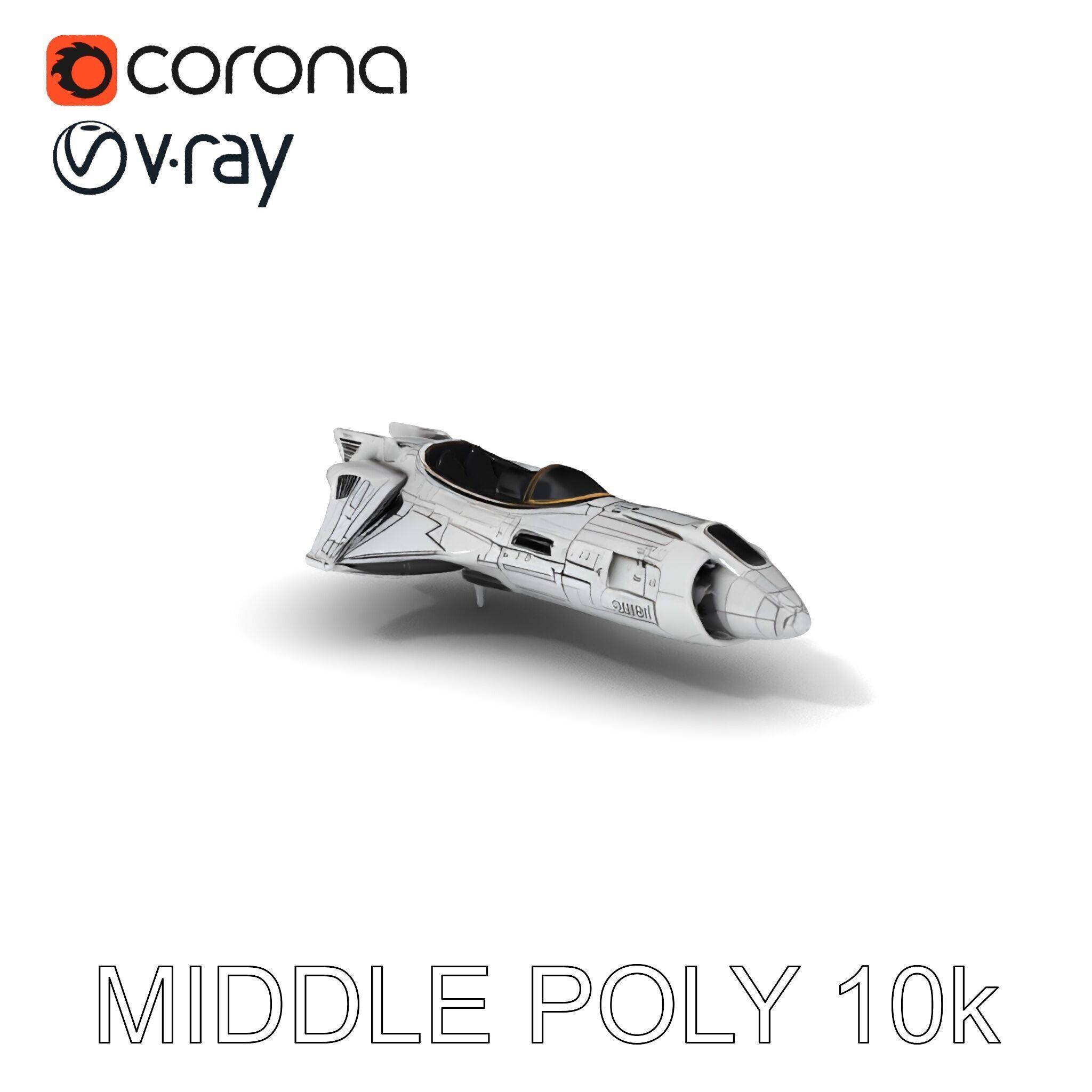 Futuristic Spaceship Model Pack Low-poly 3D model_27