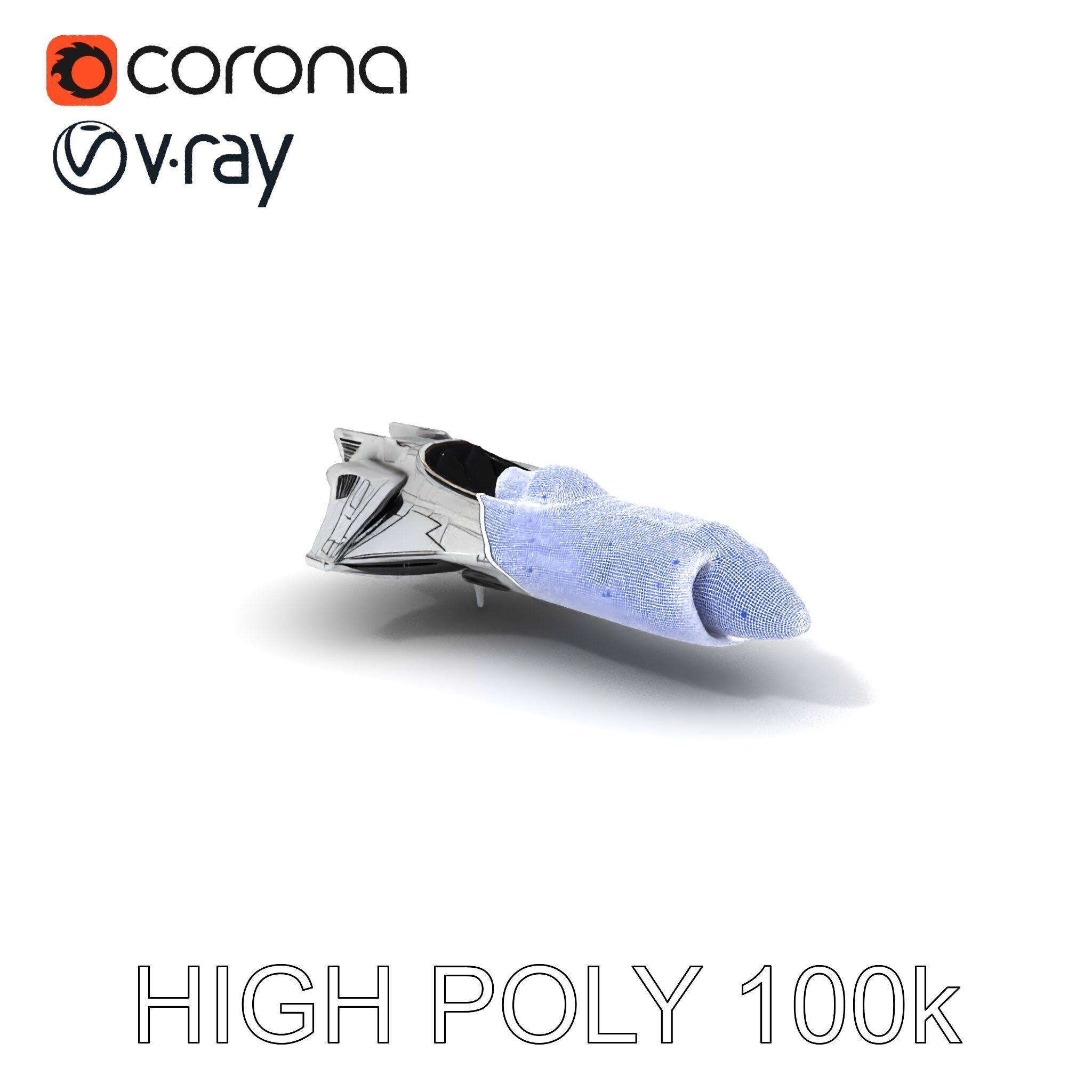 Futuristic Spaceship Model Pack Low-poly 3D model_3