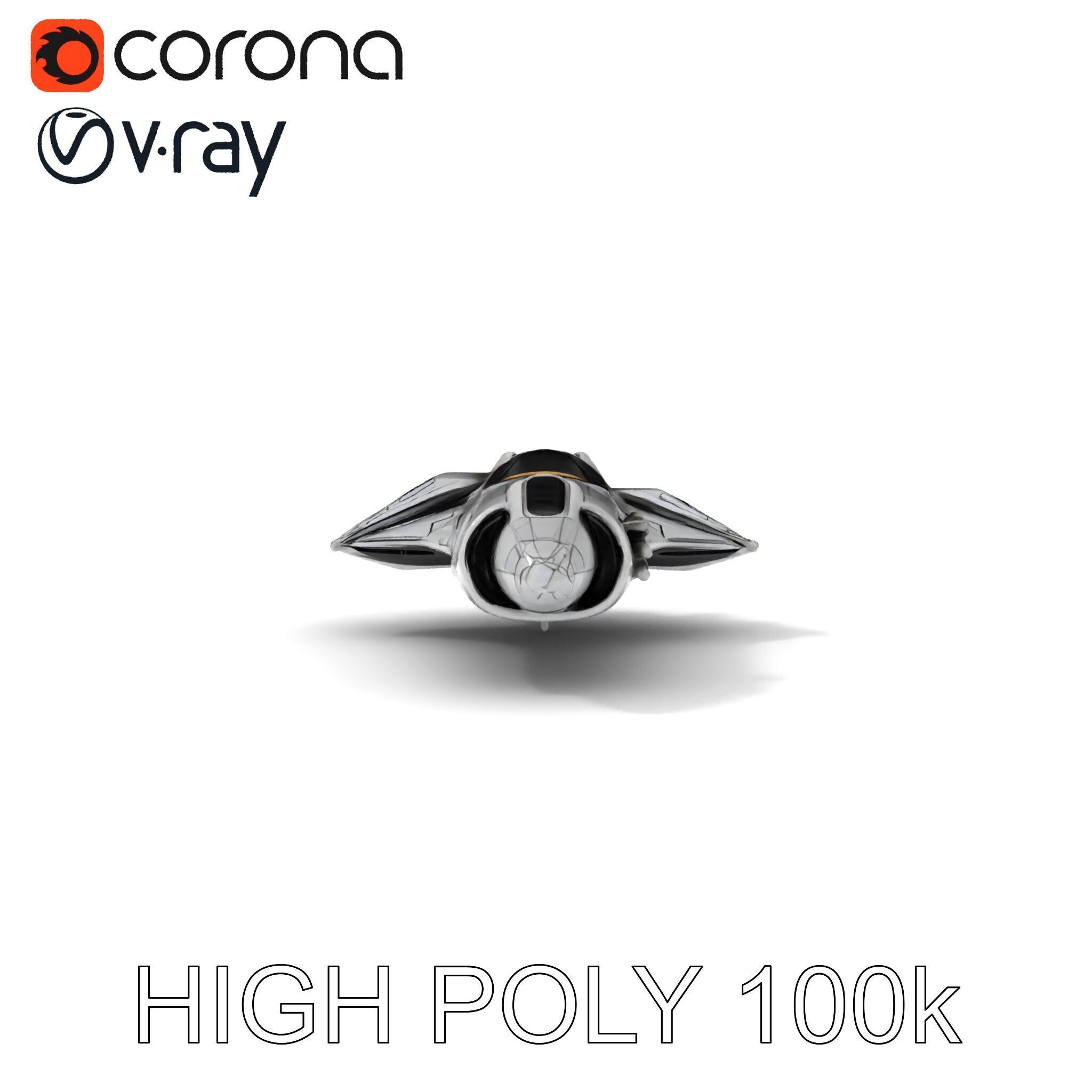 Futuristic Spaceship Model Pack Low-poly 3D model_35