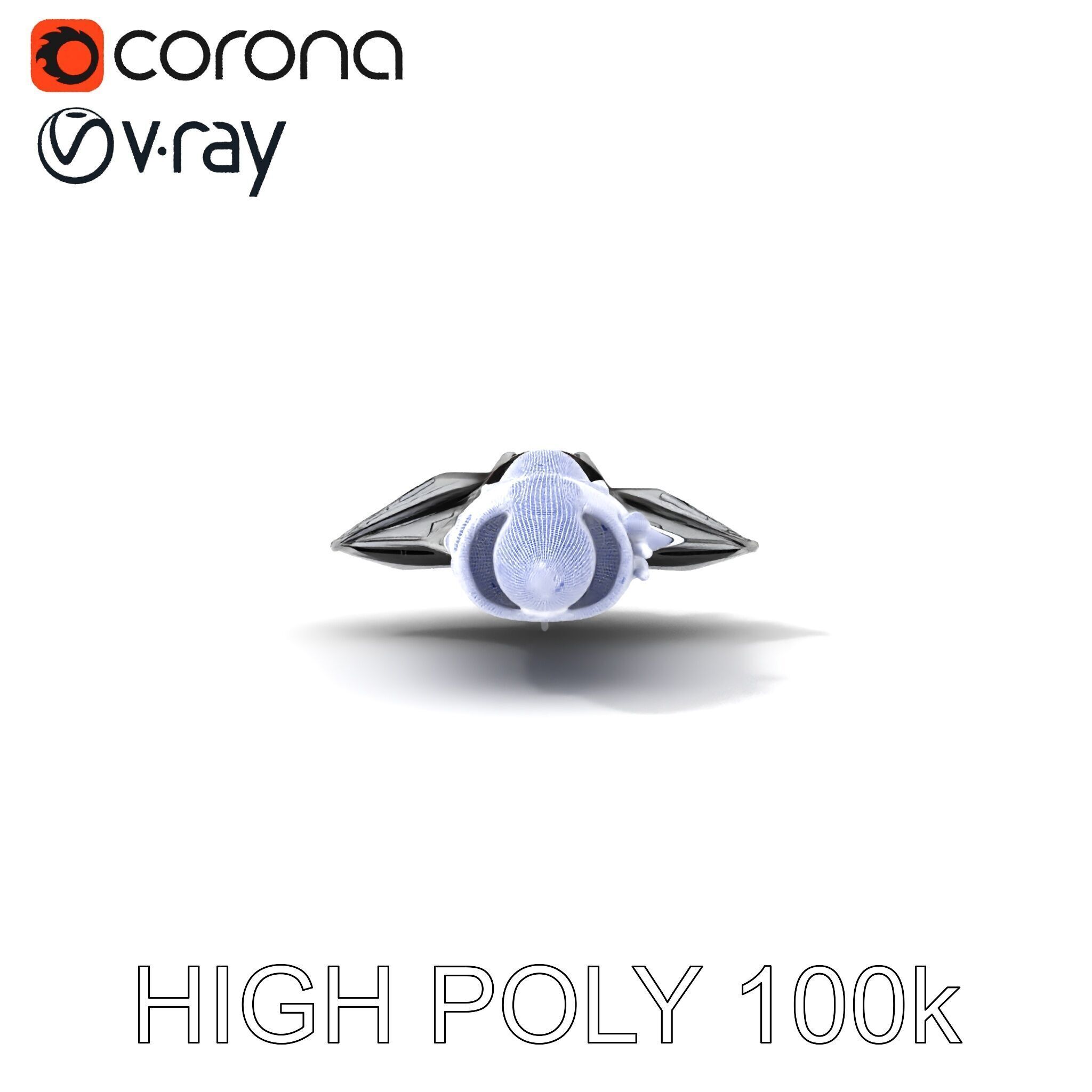 Futuristic Spaceship Model Pack Low-poly 3D model_8