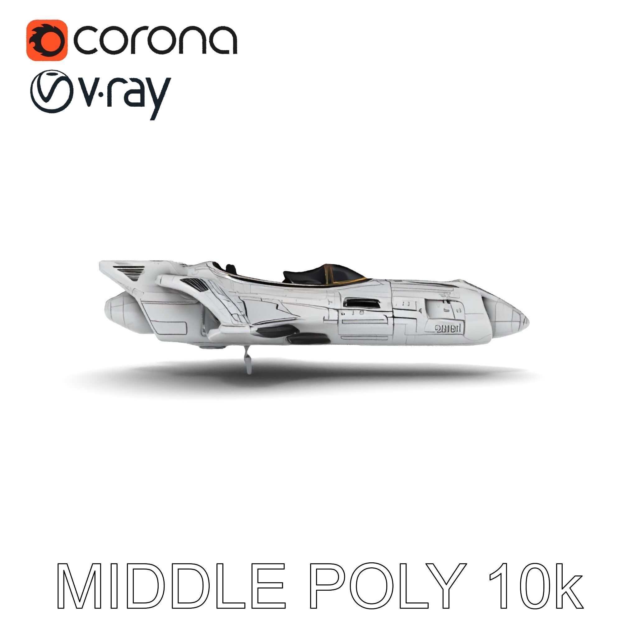 Futuristic Spaceship Model Pack Low-poly 3D model_14