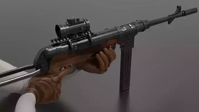 MP 40 Submachine Gun Fps-Tps Low-poly 3D model
