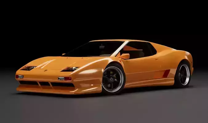 Mid 1990s generic supercar Low-poly 3D model