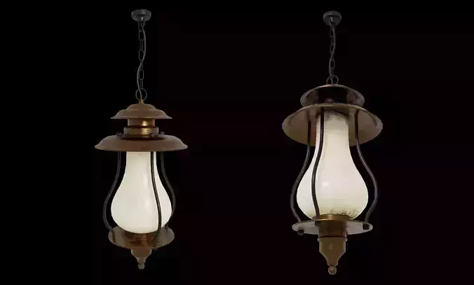 Old Retro Lantern Lamp Low poly - ELK Wikshire 1 Light Pendant Low-poly 3D model