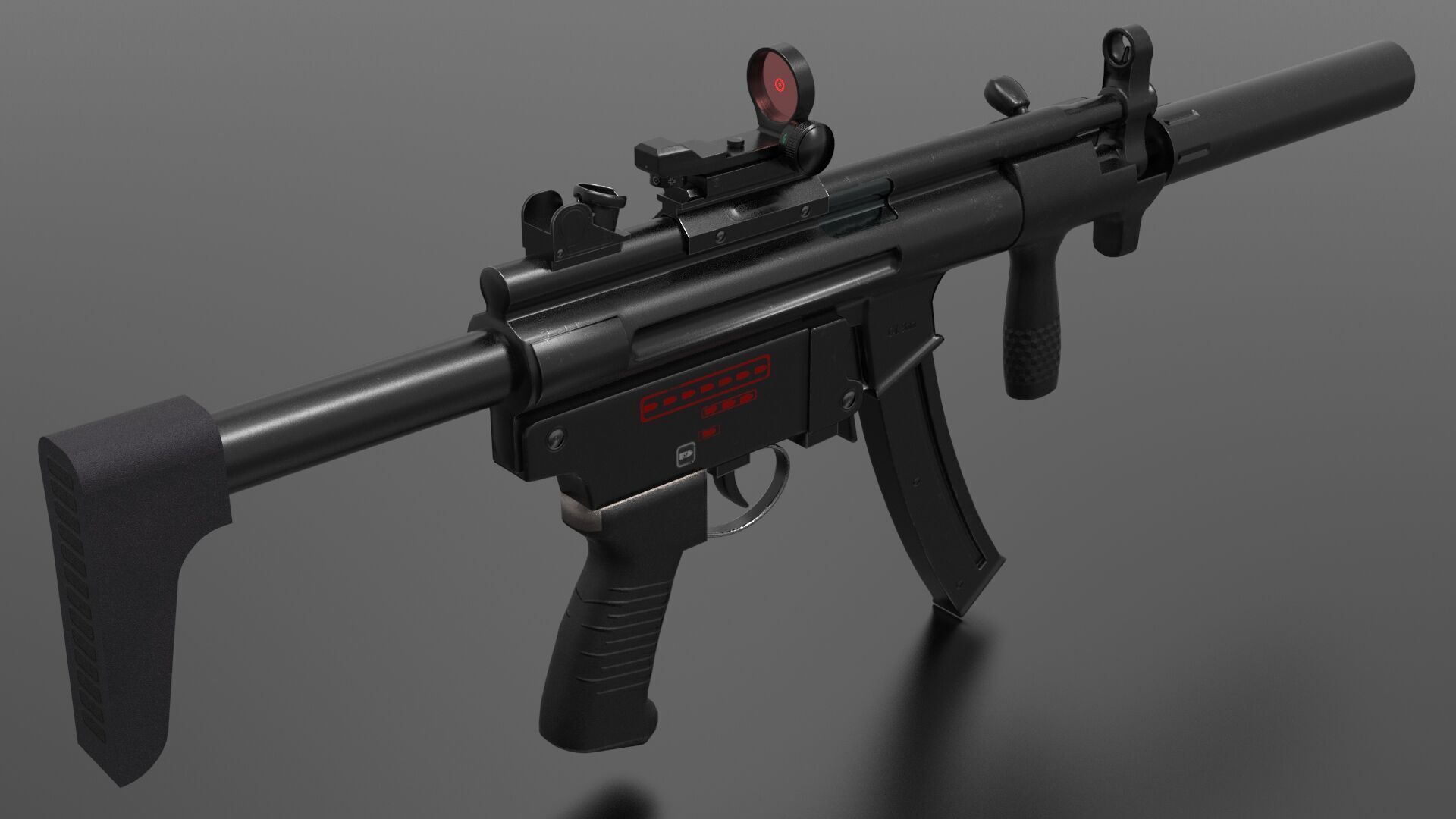 MP5K Weapon Fps - Tps Low-poly 3D model_3