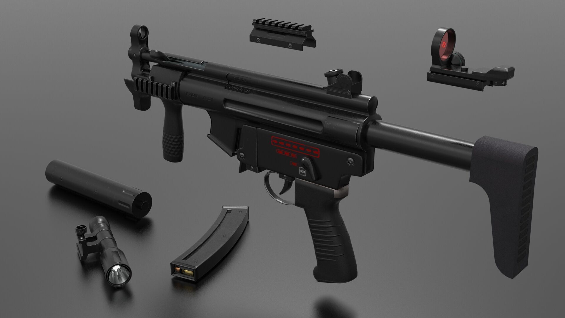 MP5K Weapon Fps - Tps Low-poly 3D model_2