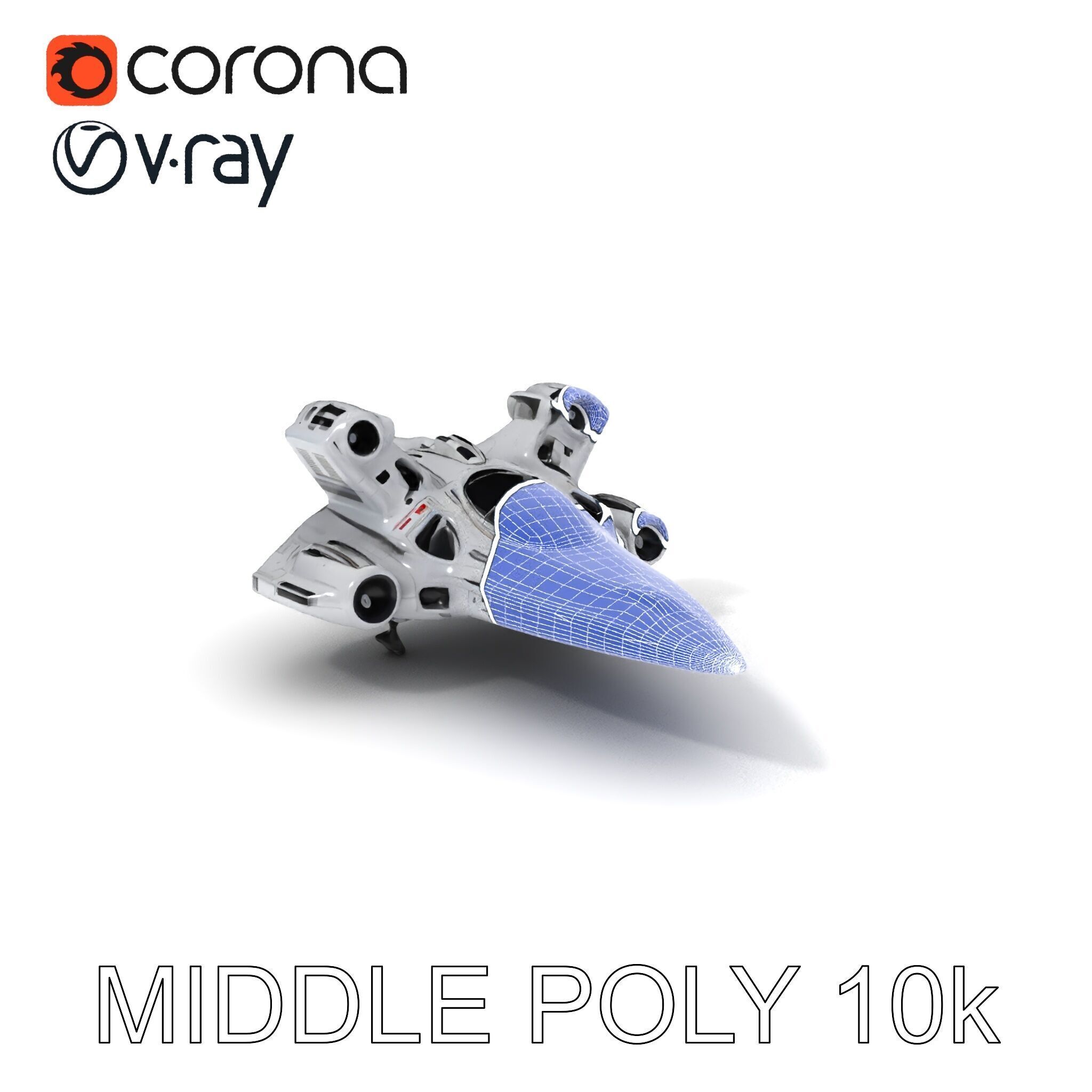 Futuristic Spacecraft Model Pack with HighDetail Textures Low-poly 3D model_6