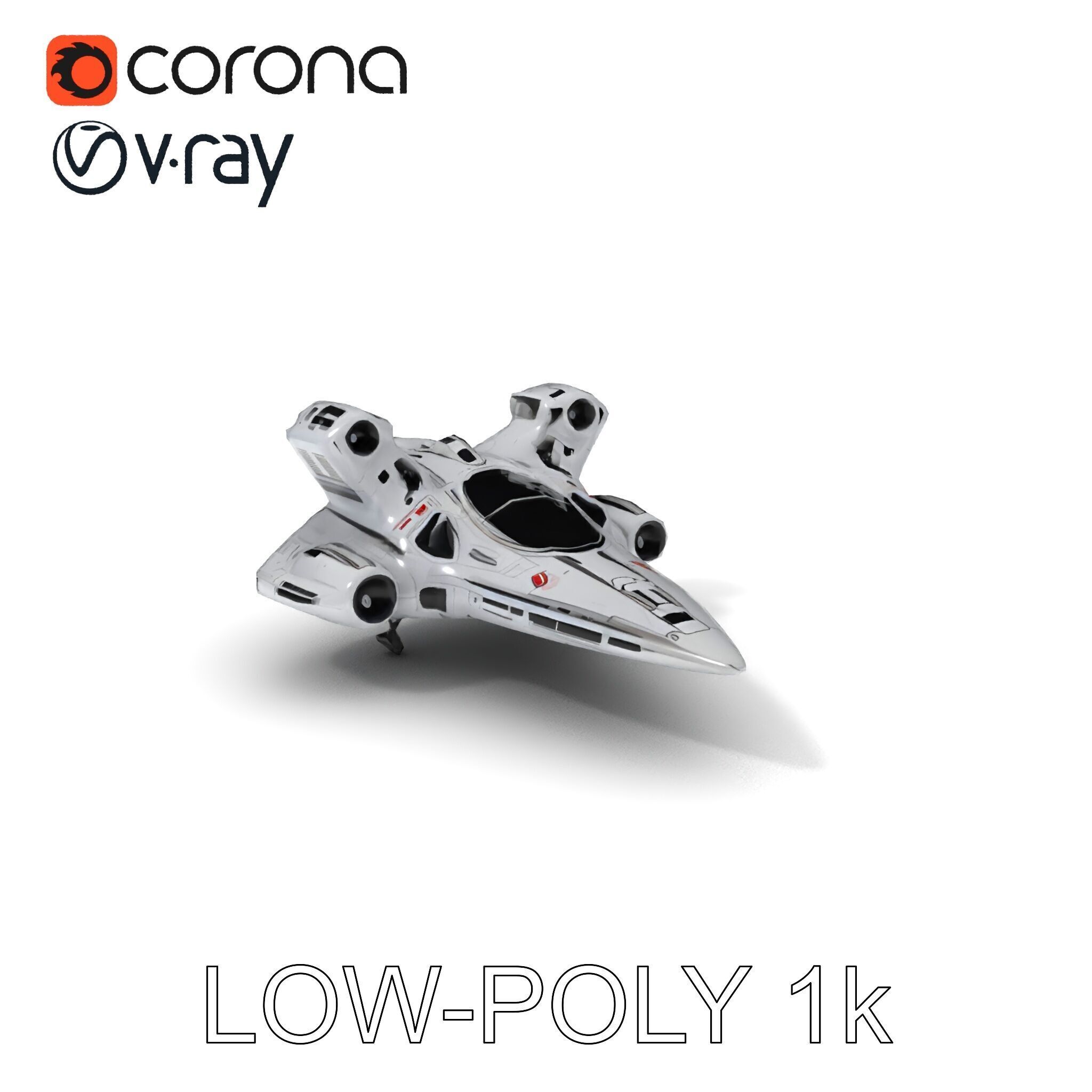 Futuristic Spacecraft Model Pack with HighDetail Textures Low-poly 3D model_13