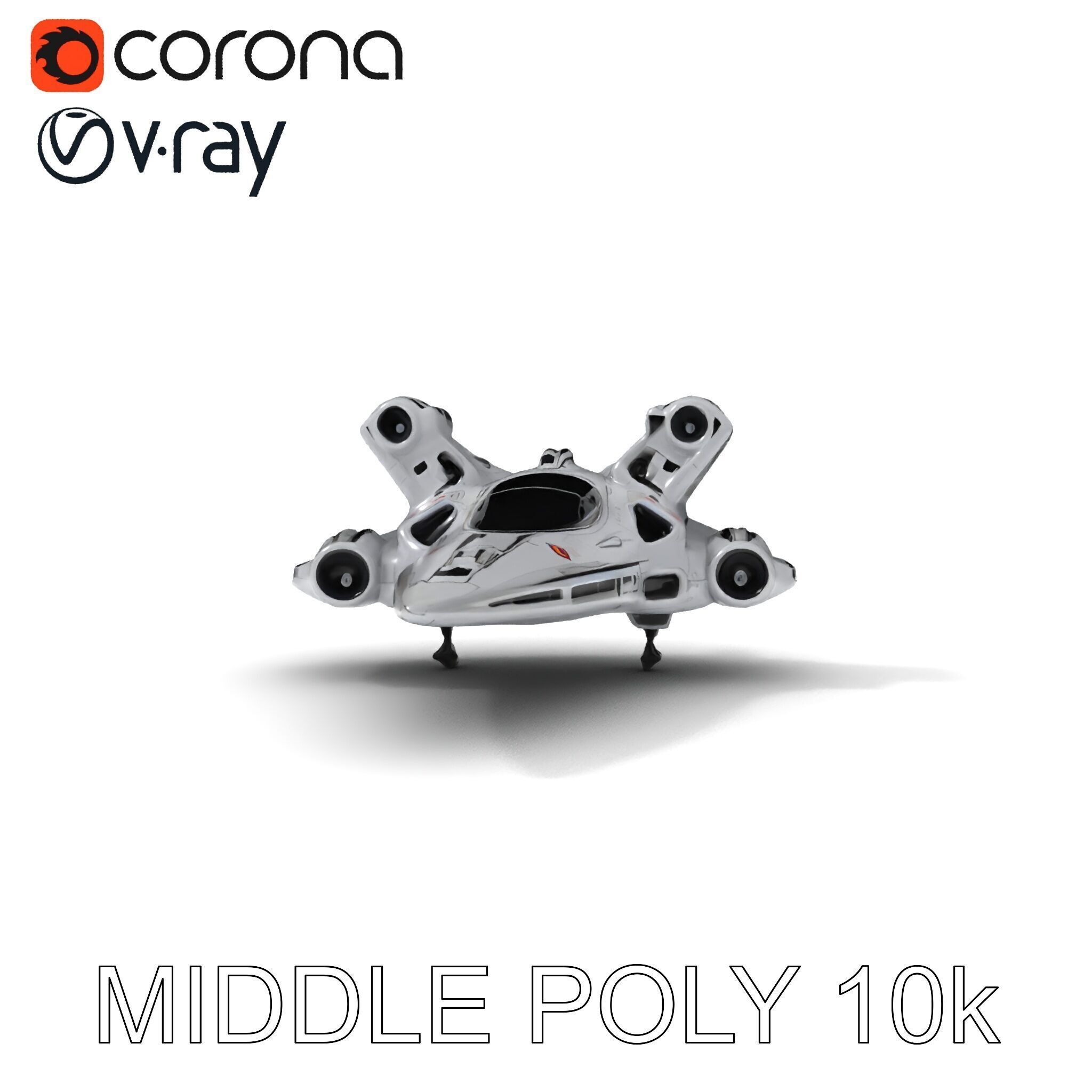 Futuristic Spacecraft Model Pack with HighDetail Textures Low-poly 3D model_15