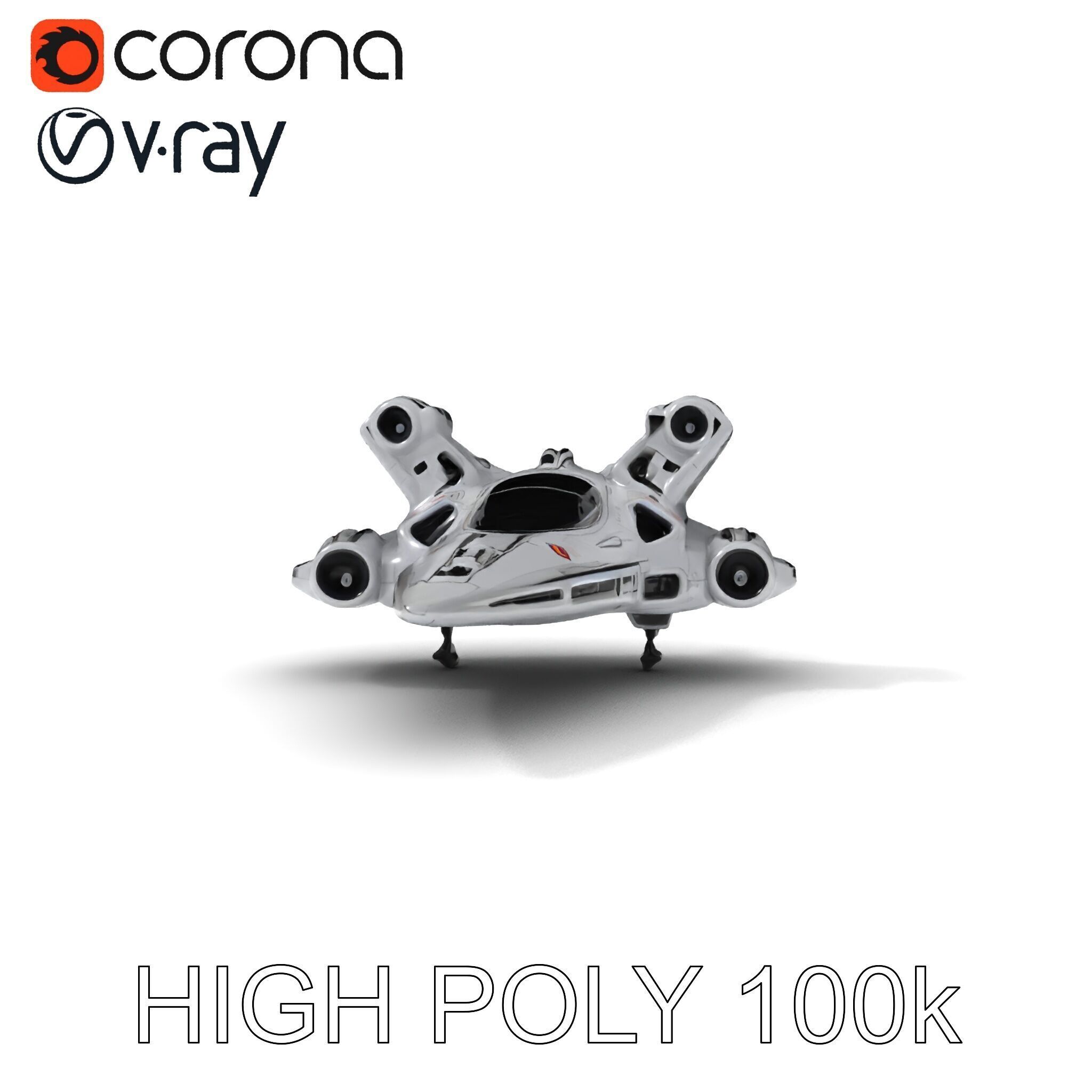 Futuristic Spacecraft Model Pack with HighDetail Textures Low-poly 3D model_27
