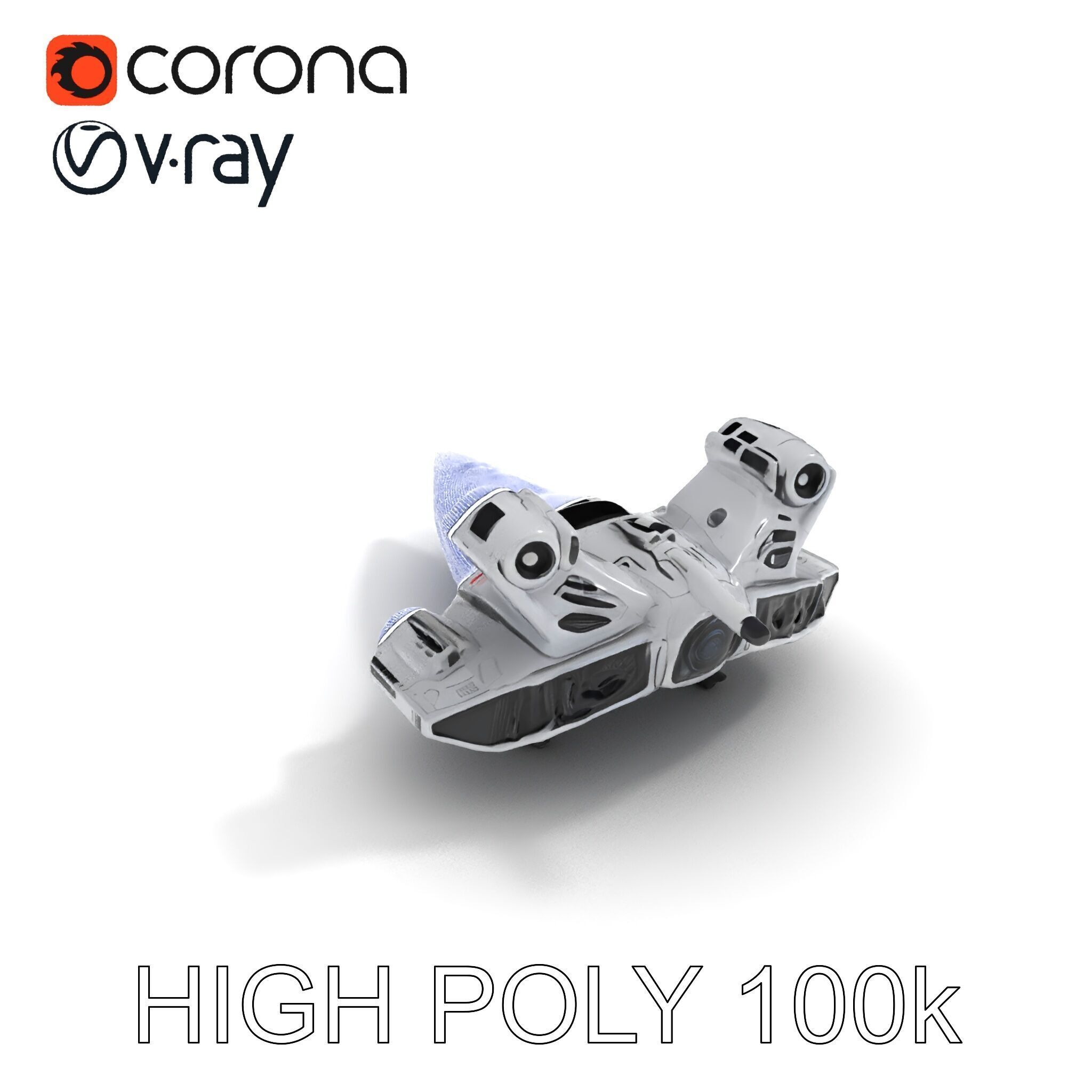 Futuristic Spacecraft Model Pack with HighDetail Textures Low-poly 3D model_8