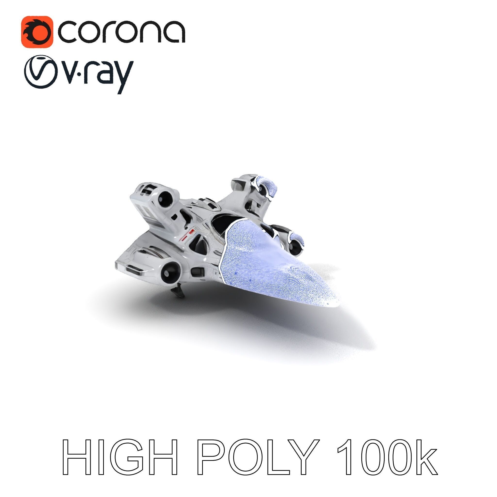 Futuristic Spacecraft Model Pack with HighDetail Textures Low-poly 3D model_3