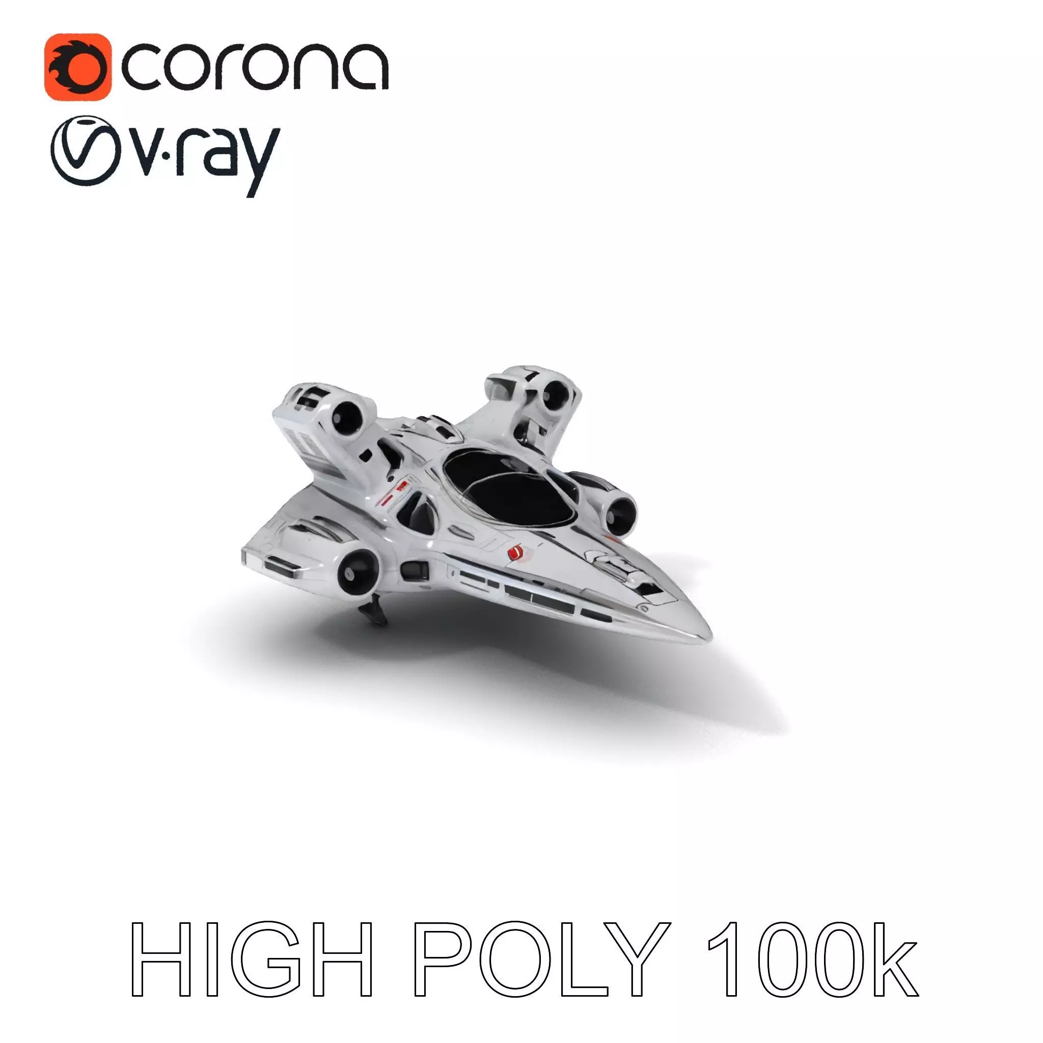 Futuristic Spacecraft Model Pack with HighDetail Textures Low-poly 3D model_0