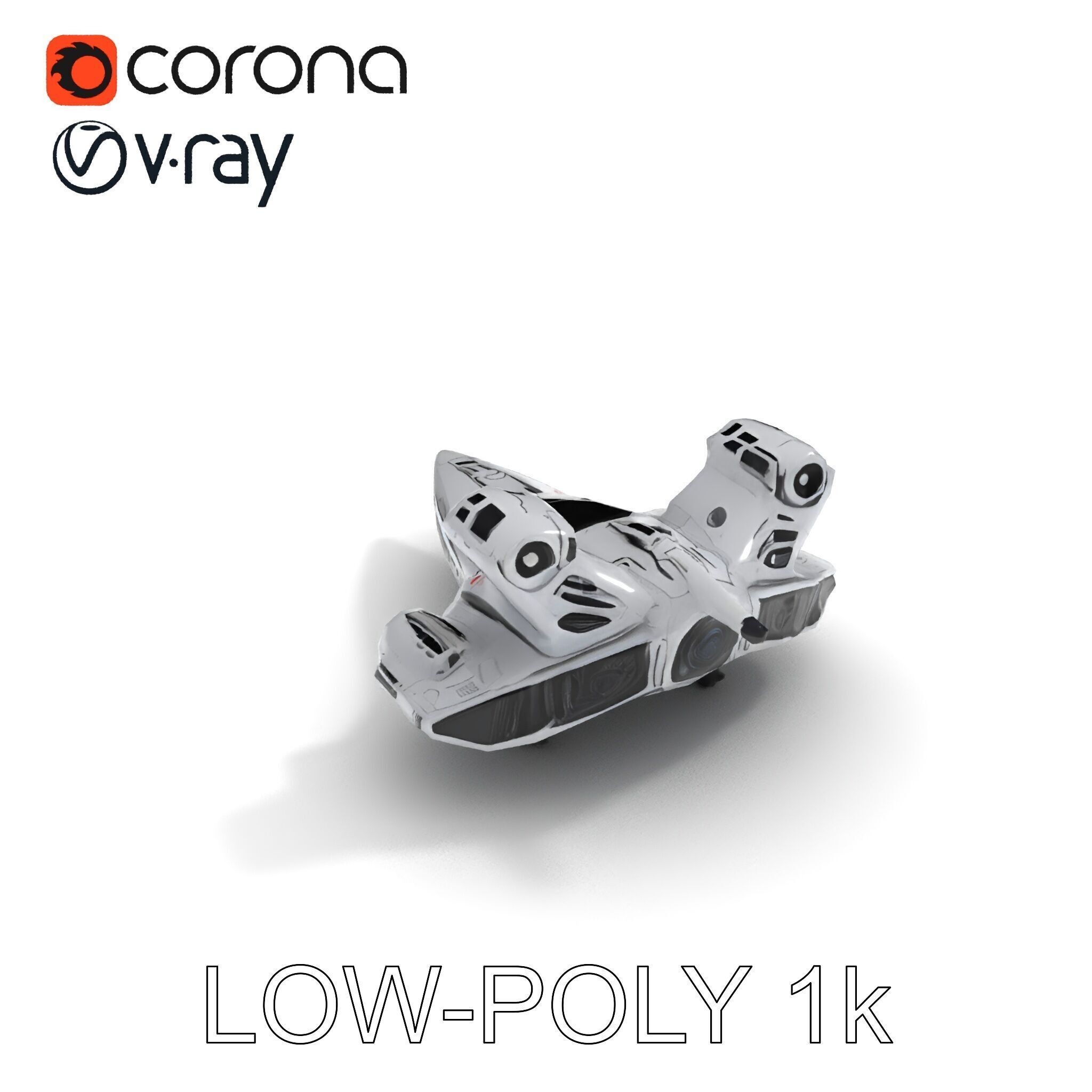 Futuristic Spacecraft Model Pack with HighDetail Textures Low-poly 3D model_10