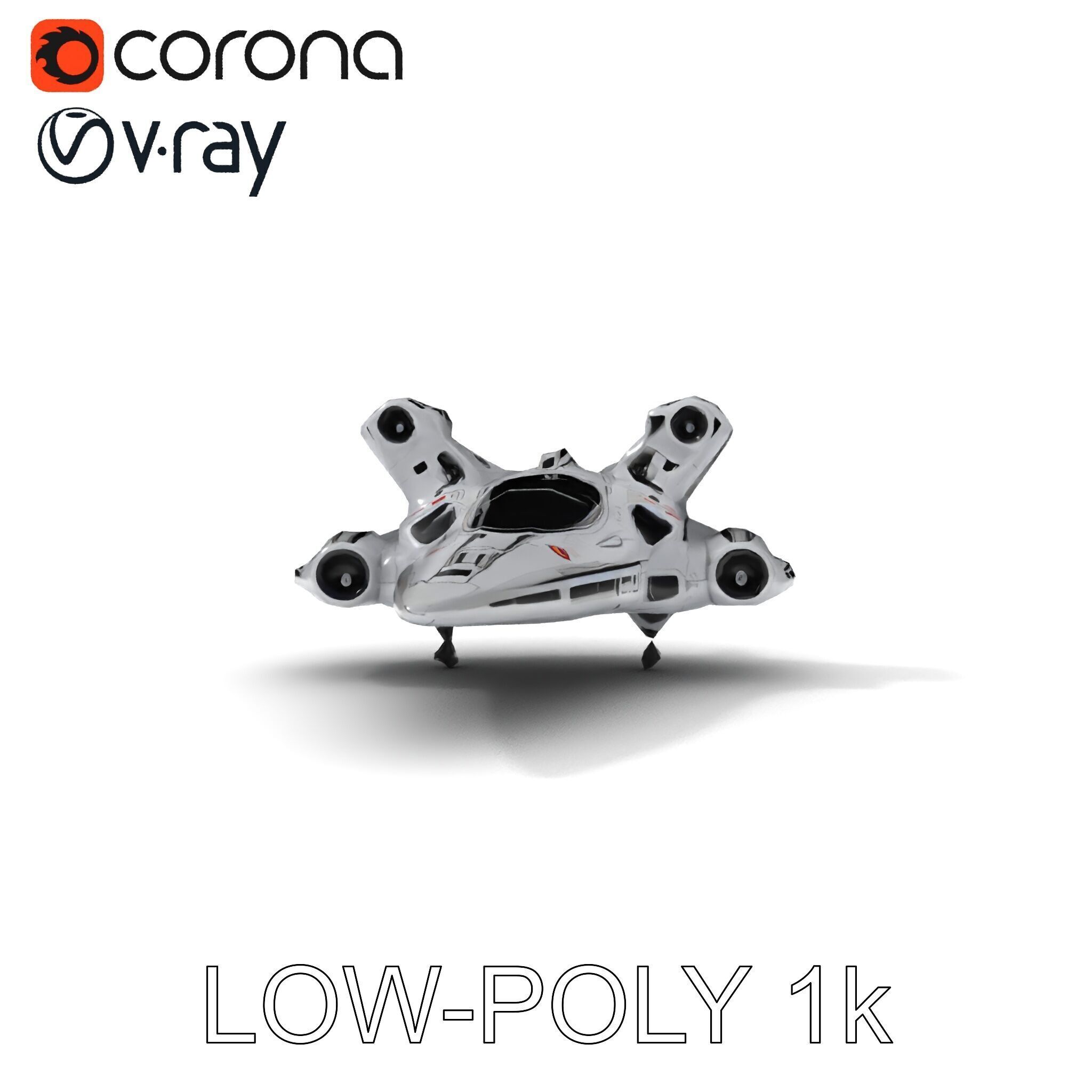 Futuristic Spacecraft Model Pack with HighDetail Textures Low-poly 3D model_16