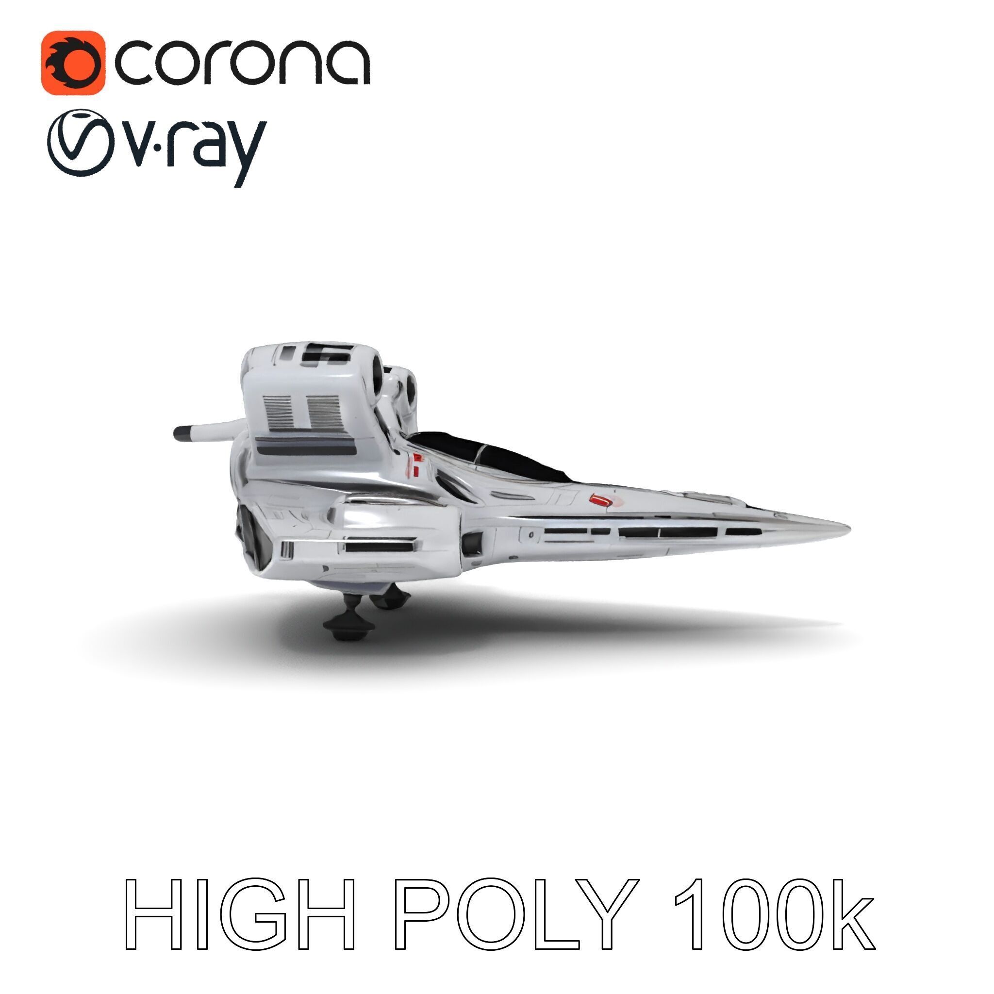 Futuristic Spacecraft Model Pack with HighDetail Textures Low-poly 3D model_14