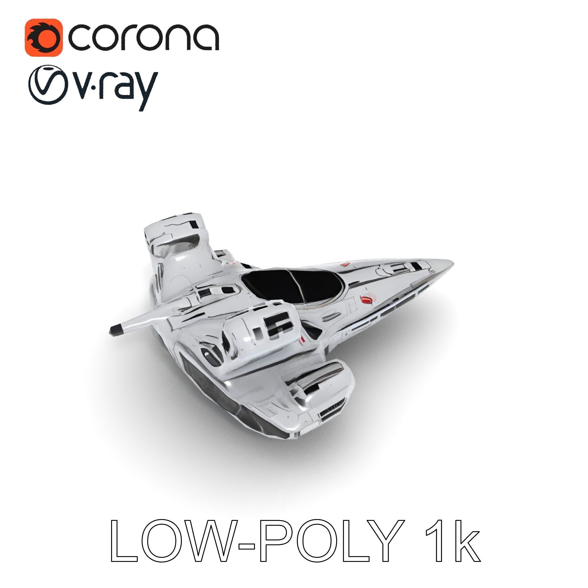 Futuristic Spacecraft Model Pack with HighDetail Textures Low-poly 3D model_23