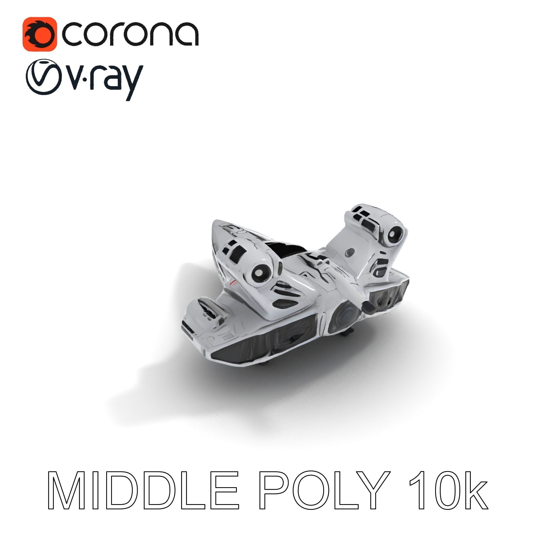 Futuristic Spacecraft Model Pack with HighDetail Textures Low-poly 3D model_25