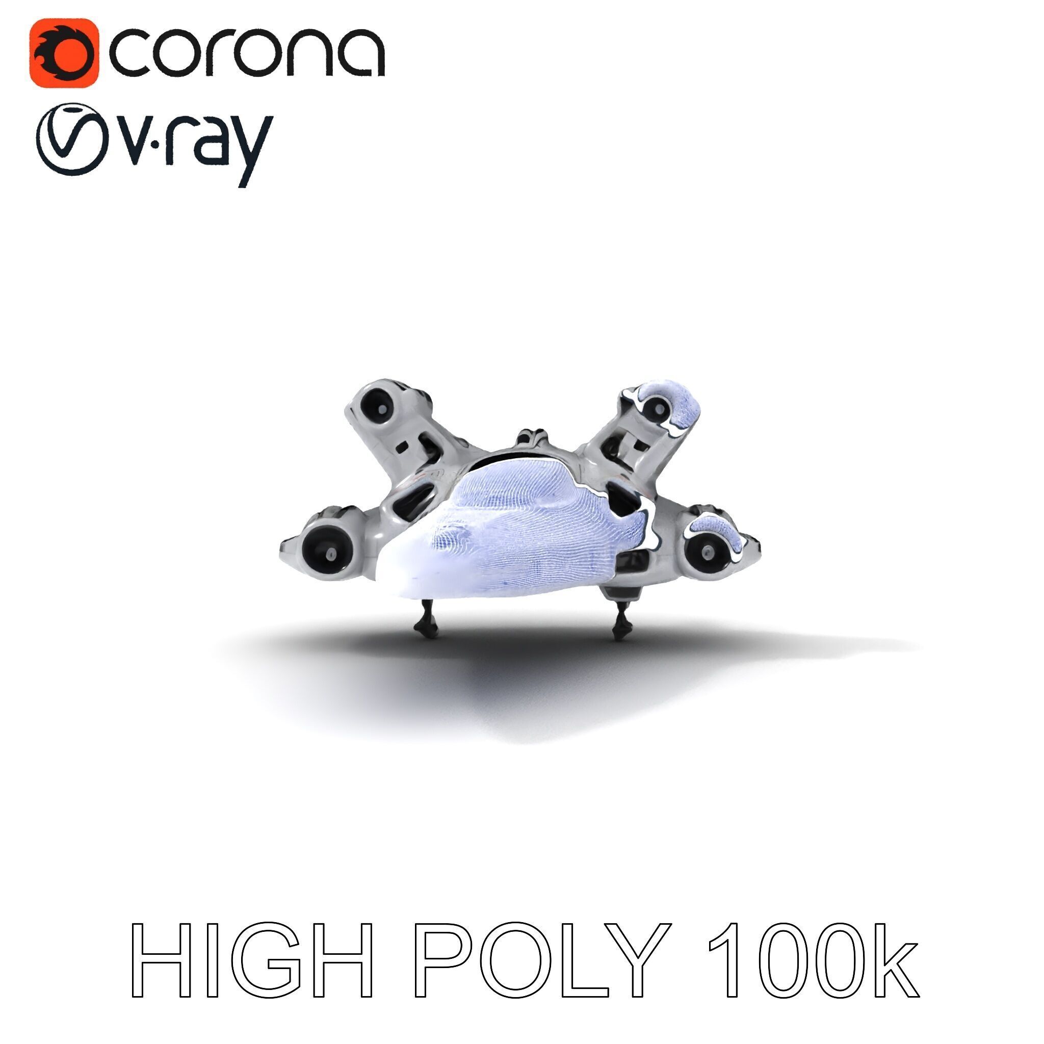 Futuristic Spacecraft Model Pack with HighDetail Textures Low-poly 3D model_11
